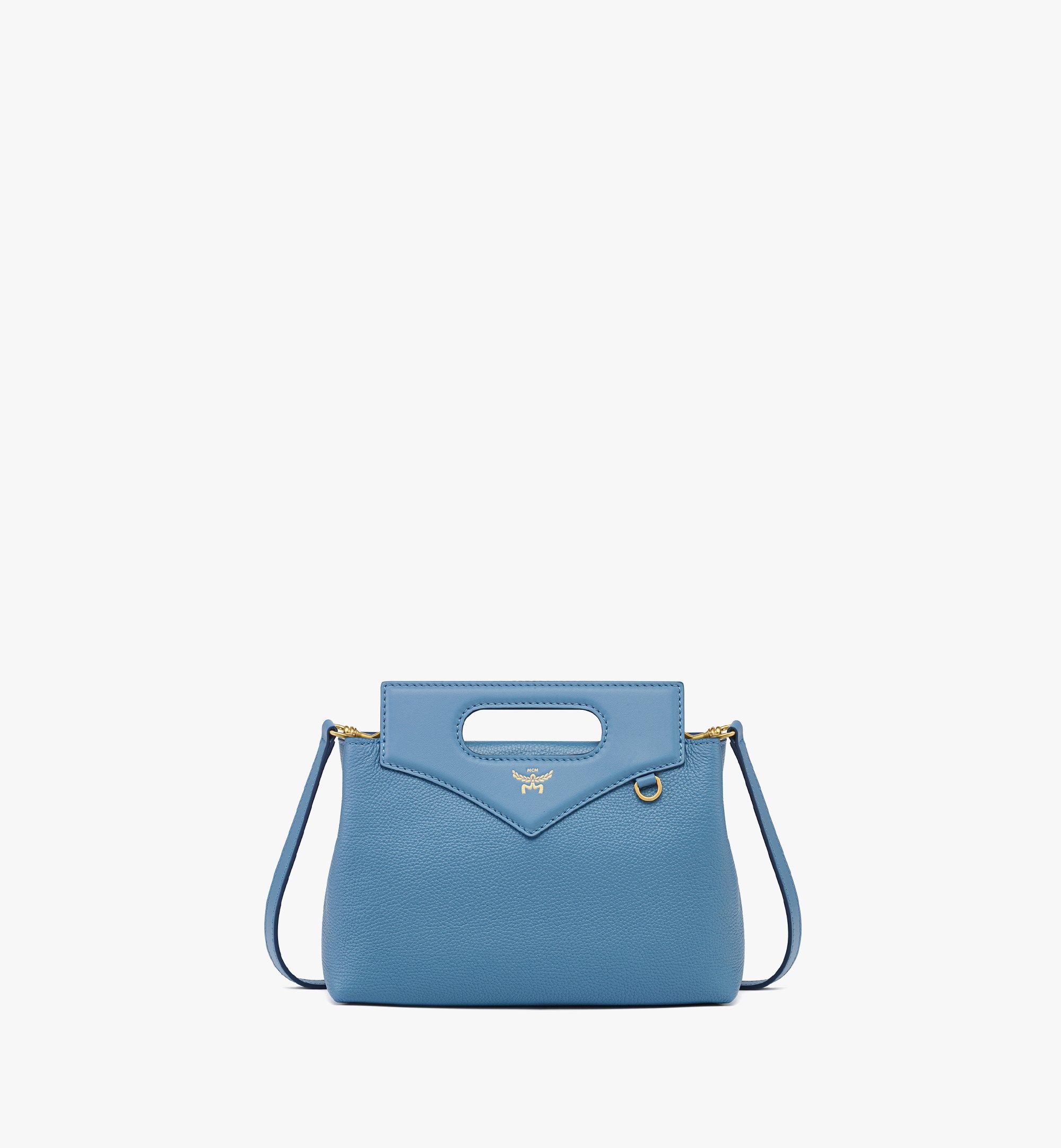 Mini Soft Diamond Tote in Embossed Leather Blue MCM US