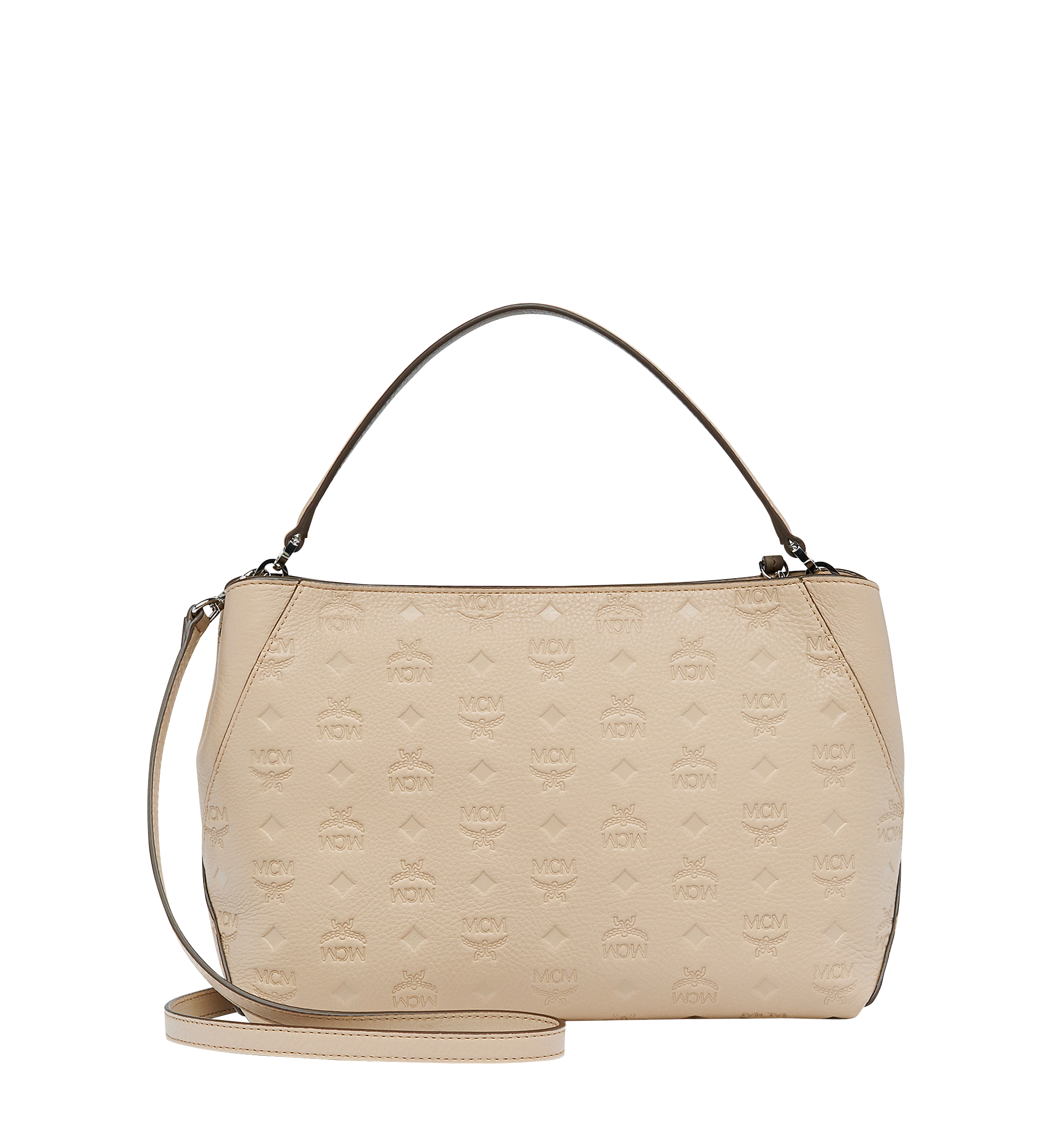 MCM Klara Shoulder in Monogram Leather Beige MWS7AKM59IE001 Alternate View 3