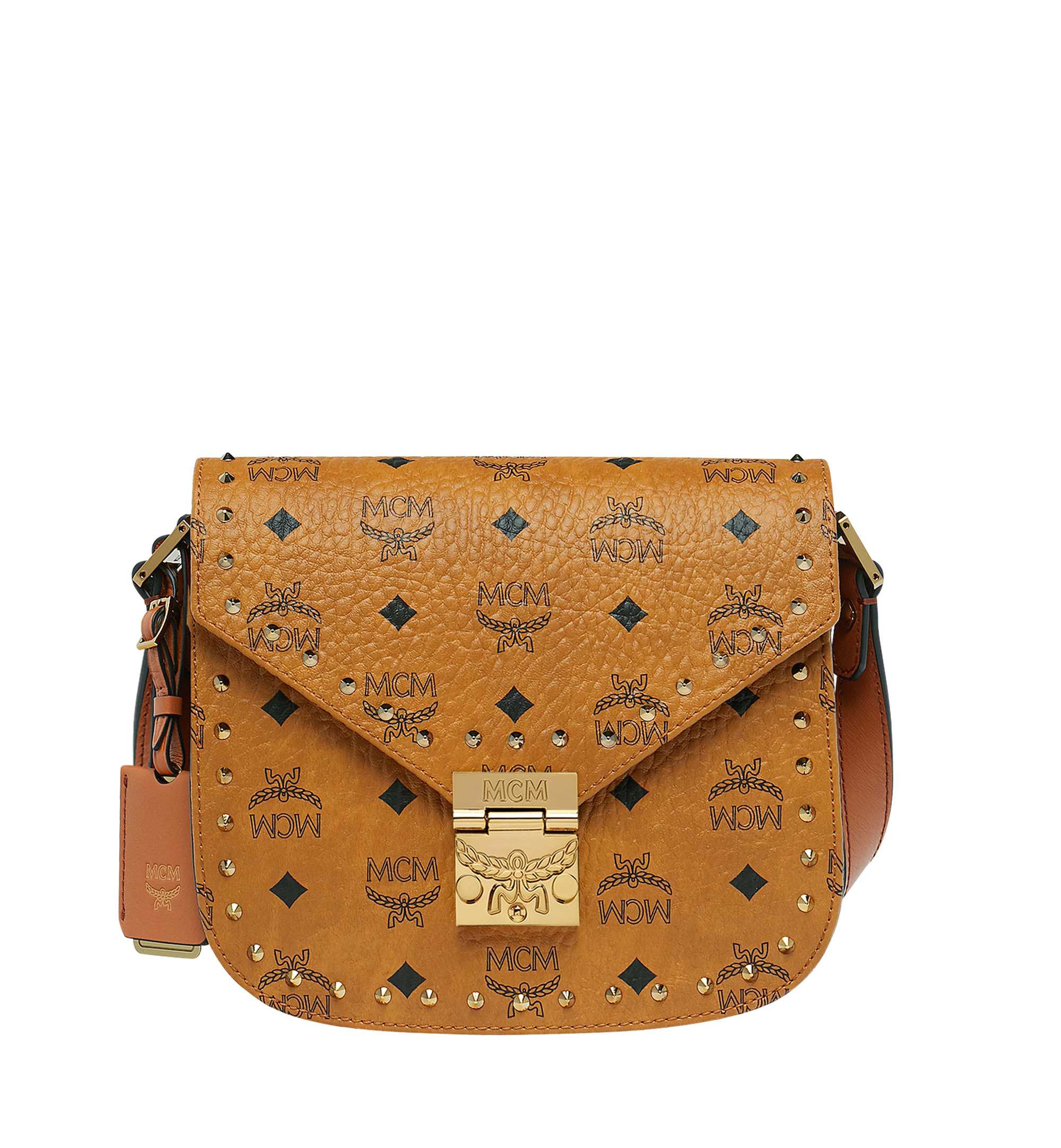 MCM Cognac Visetos Coated Canvas and Leather Patricia Crossbody Bag For  Sale at 1stDibs