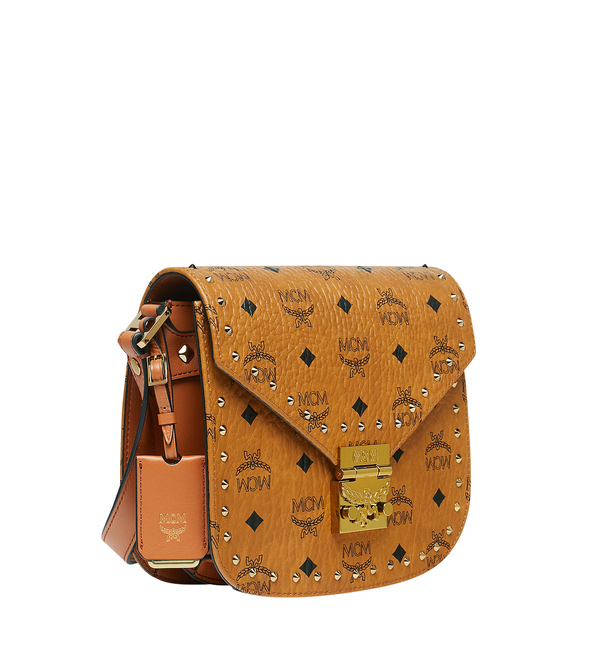 Small Tracy Shoulder Bag in Studded Outline Visetos Cognac | MCM ®CA