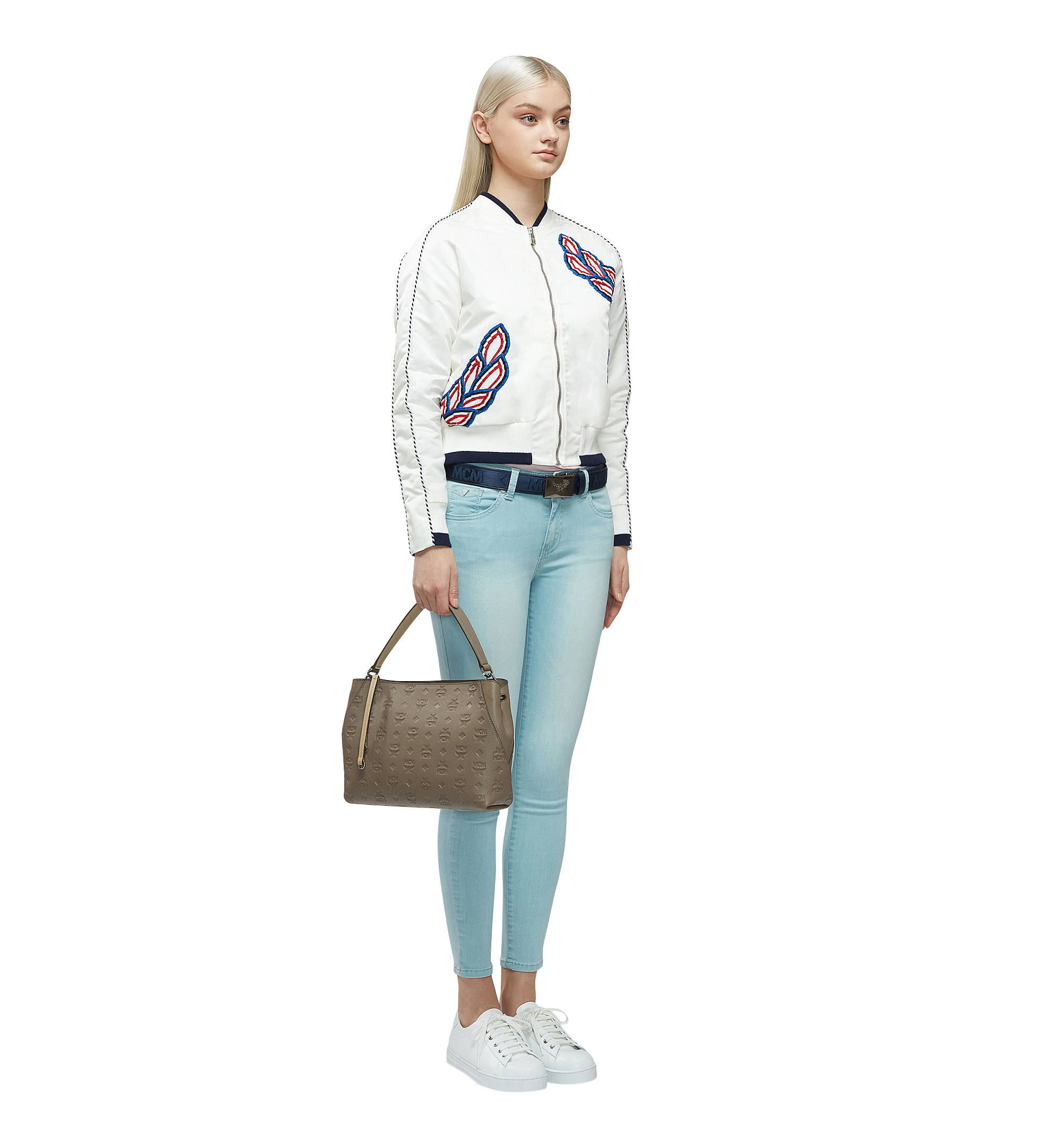 MCM Klara Shoulder in Monogram Leather Grey MWS8SKM59NV001 Alternate View 2
