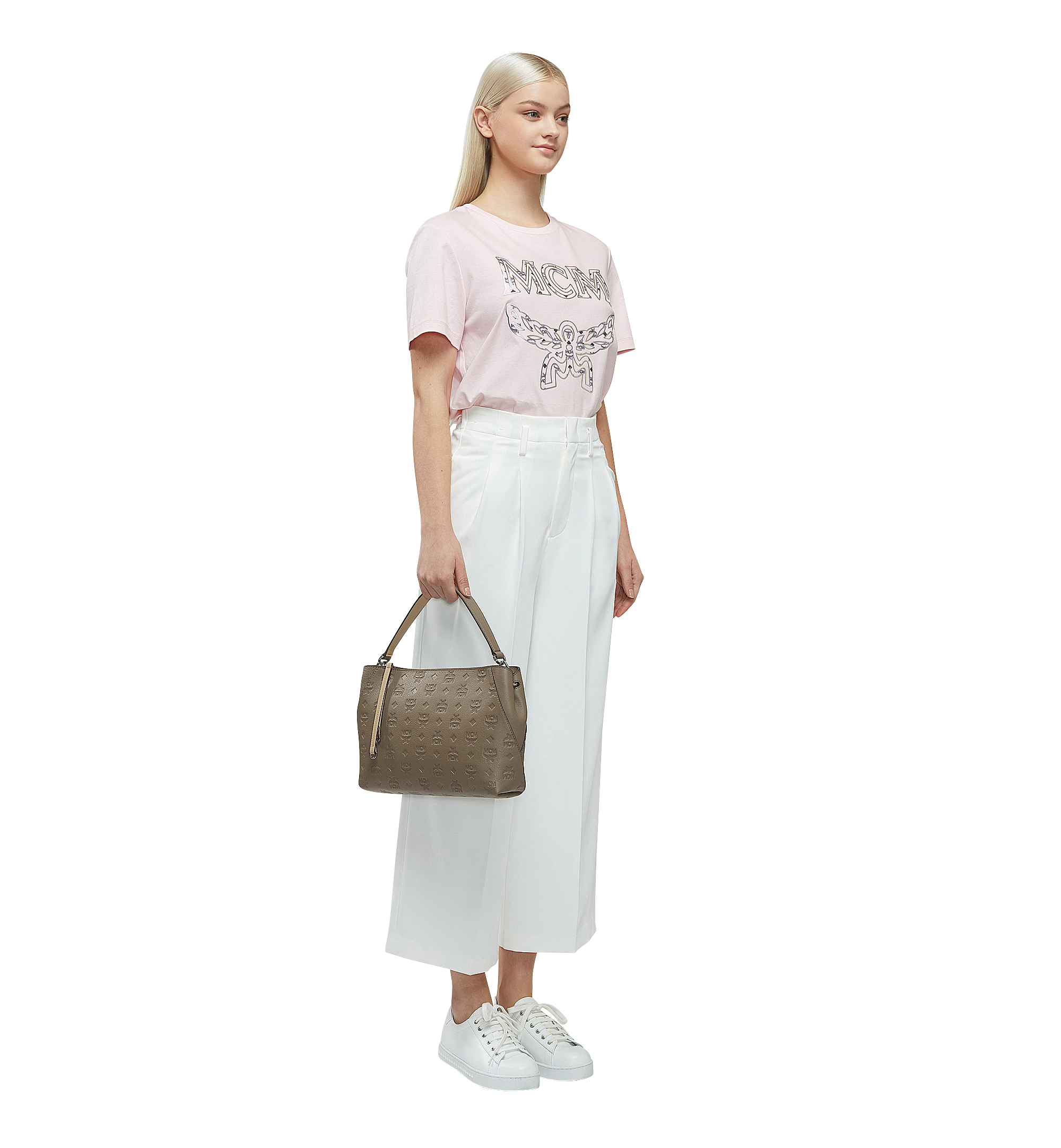 Medium Klara Shoulder In Monogram Leather Grey Mcm De