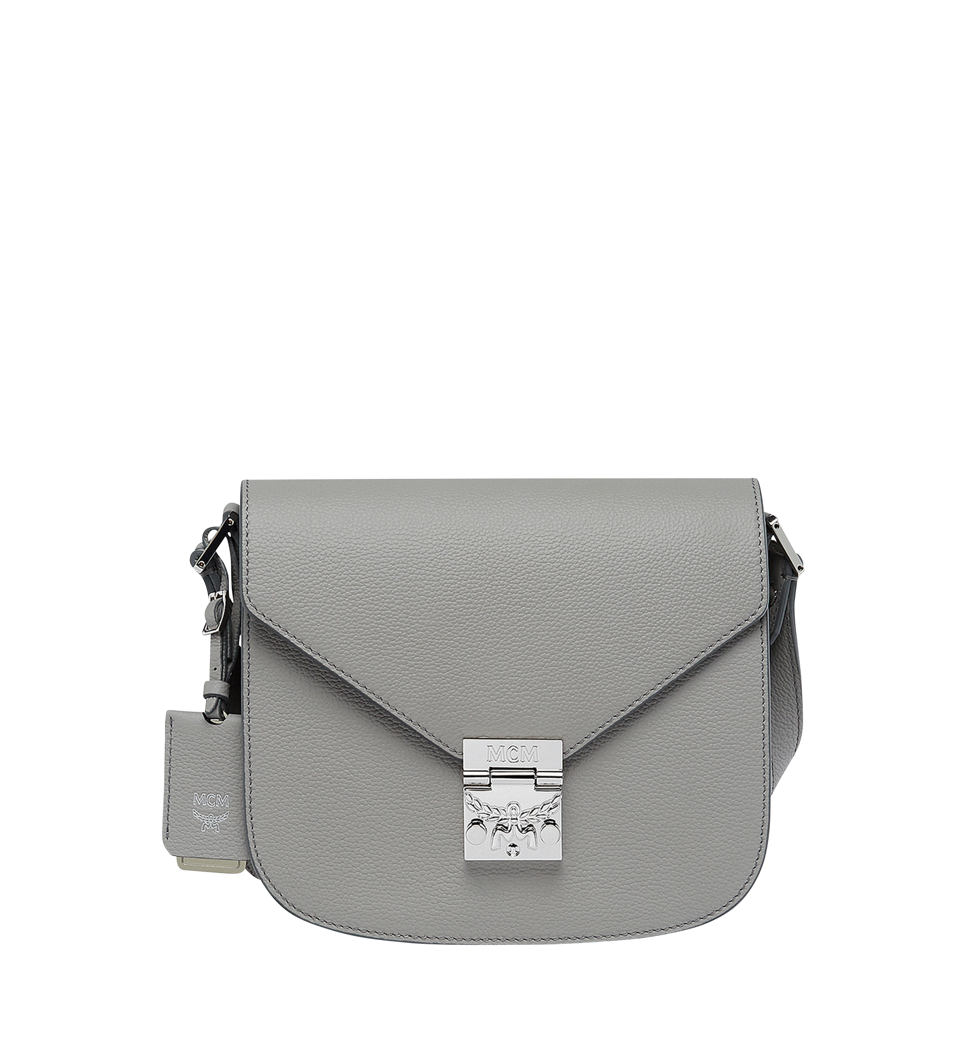 MCM Tracy Shoulder Bag in Grained Leather Grey MWS8SPA15EZ001 Alternate View 1