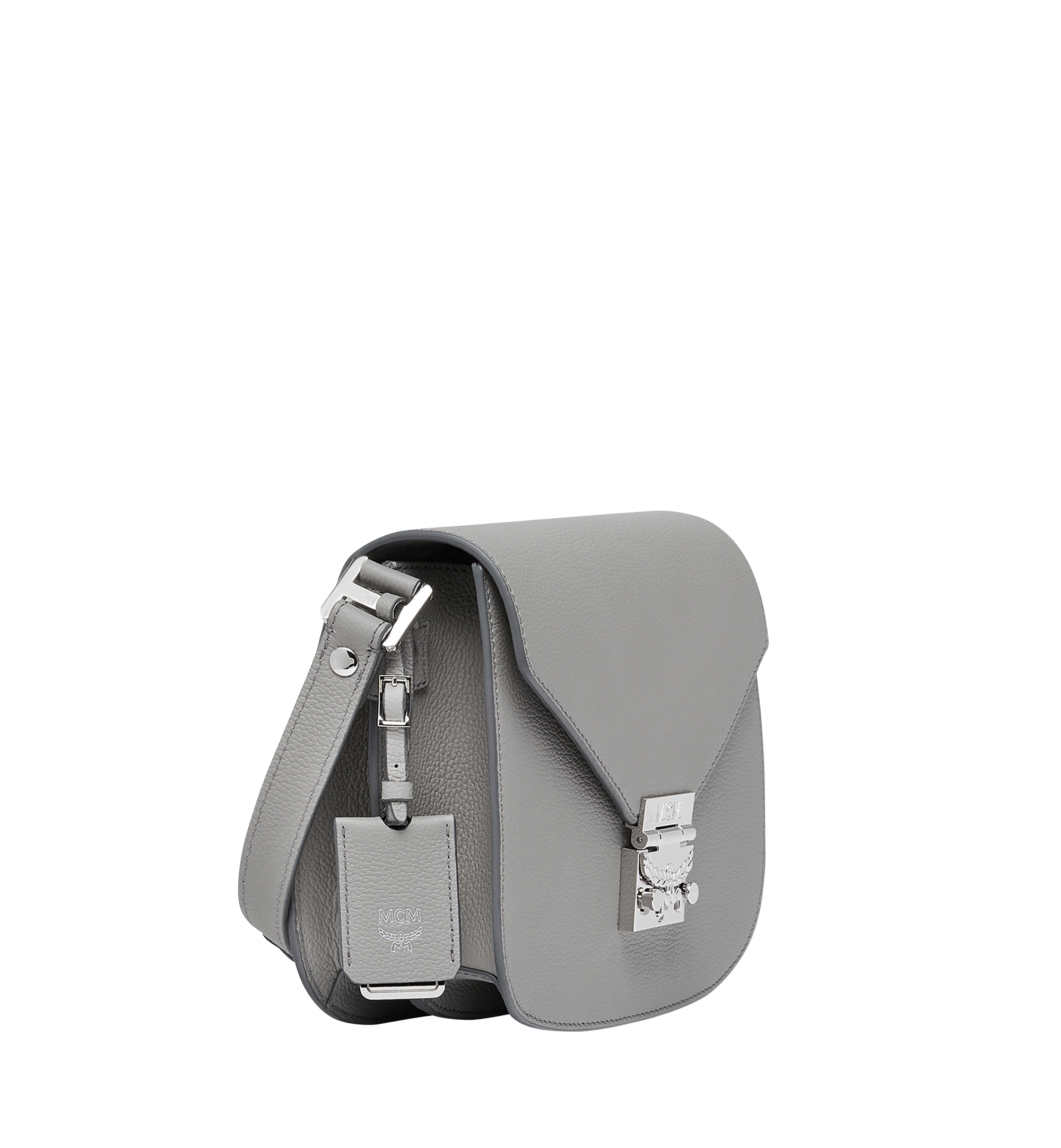MCM Tracy Shoulder Bag in Grained Leather Grey MWS8SPA15EZ001 Alternate View 1