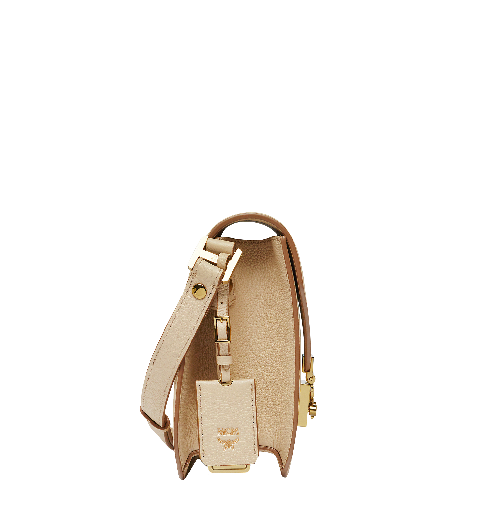 MCM Tracy Shoulder Bag in Grained Leather Beige MWS8SPA15IA001 Alternate View 2