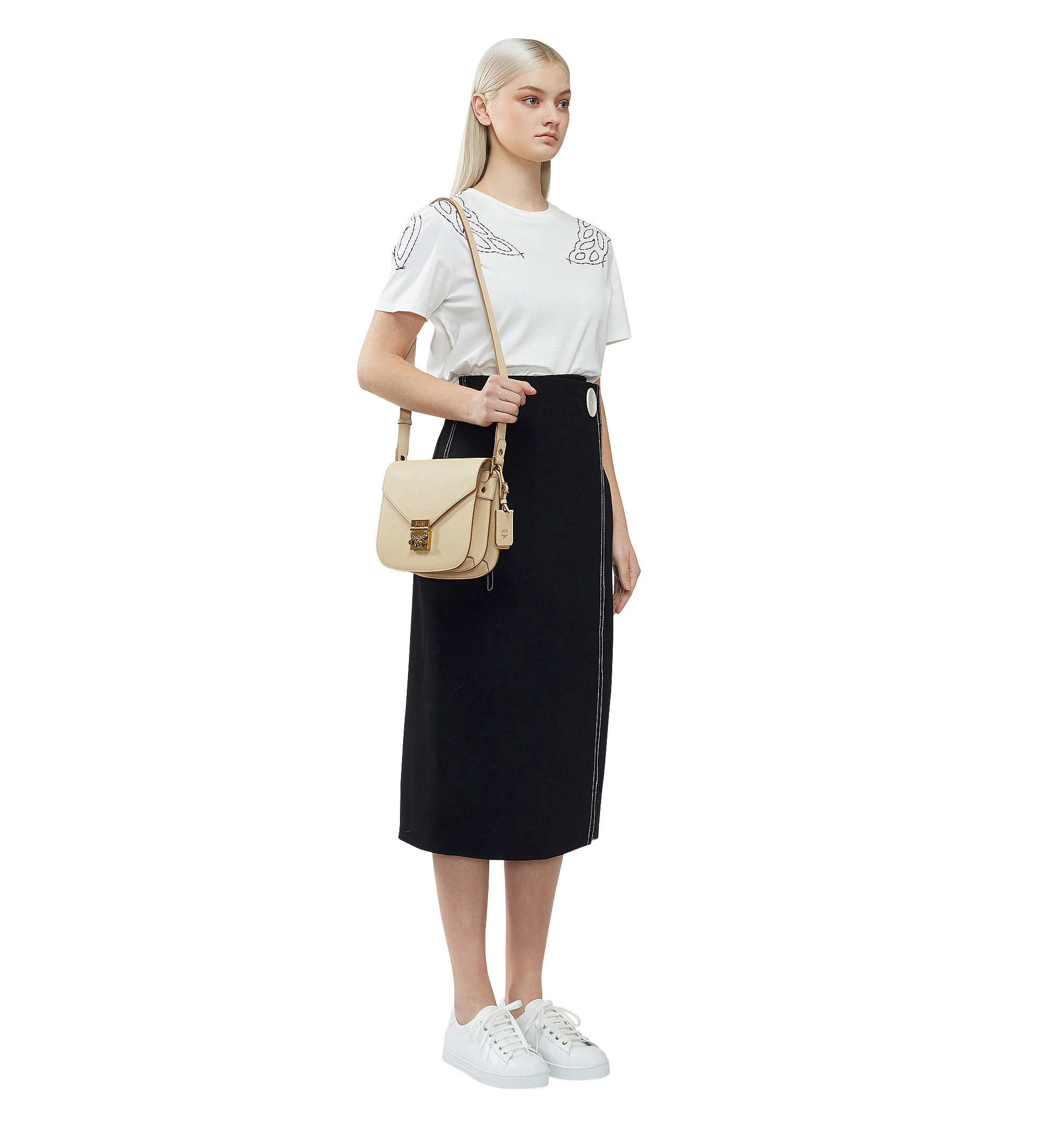 MCM Tracy Shoulder Bag in Grained Leather Beige MWS8SPA15IA001 Alternate View 5