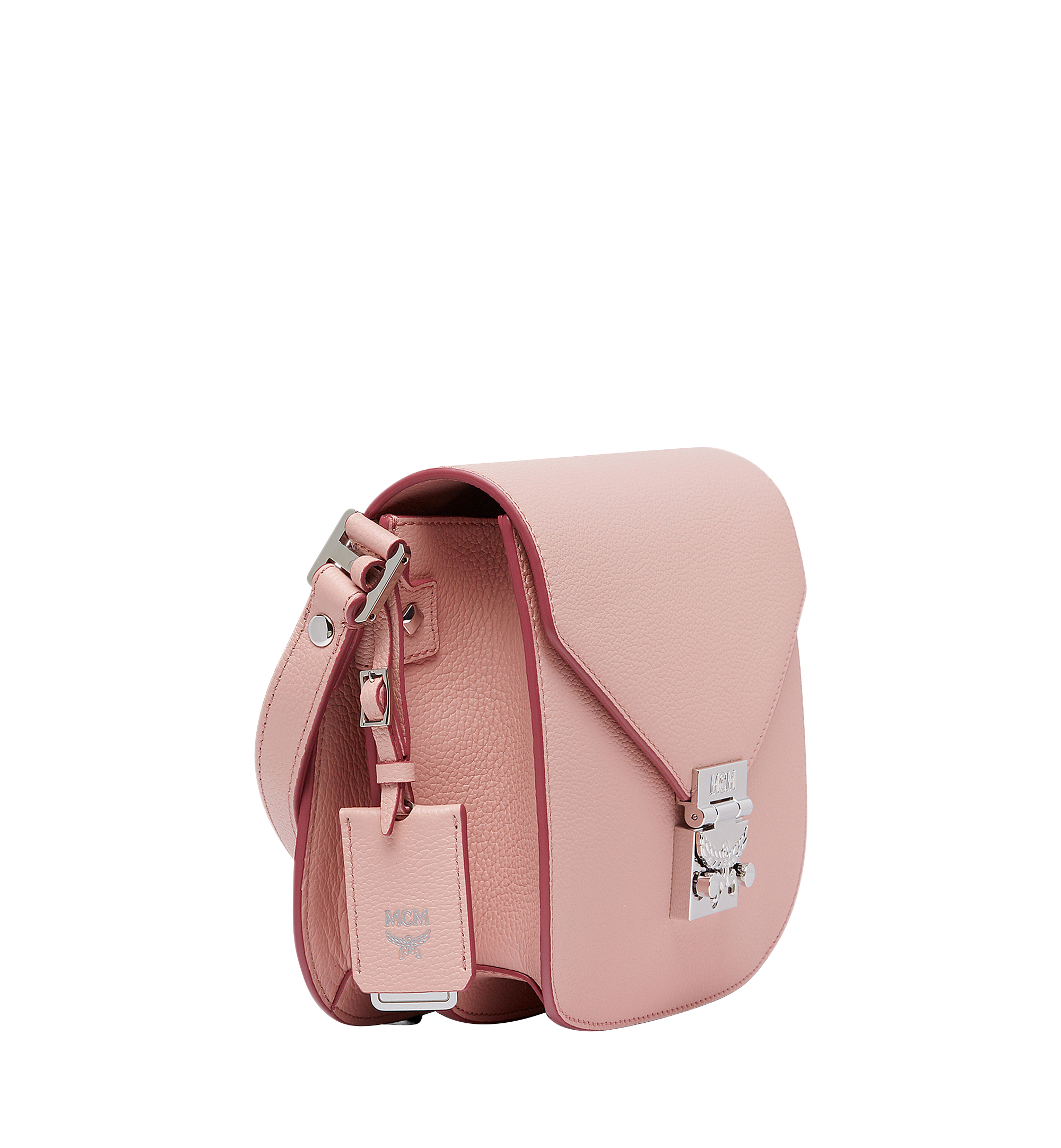 MCM Tracy Shoulder Bag in Grained Leather Pink MWS8SPA15PV001 Alternate View 1