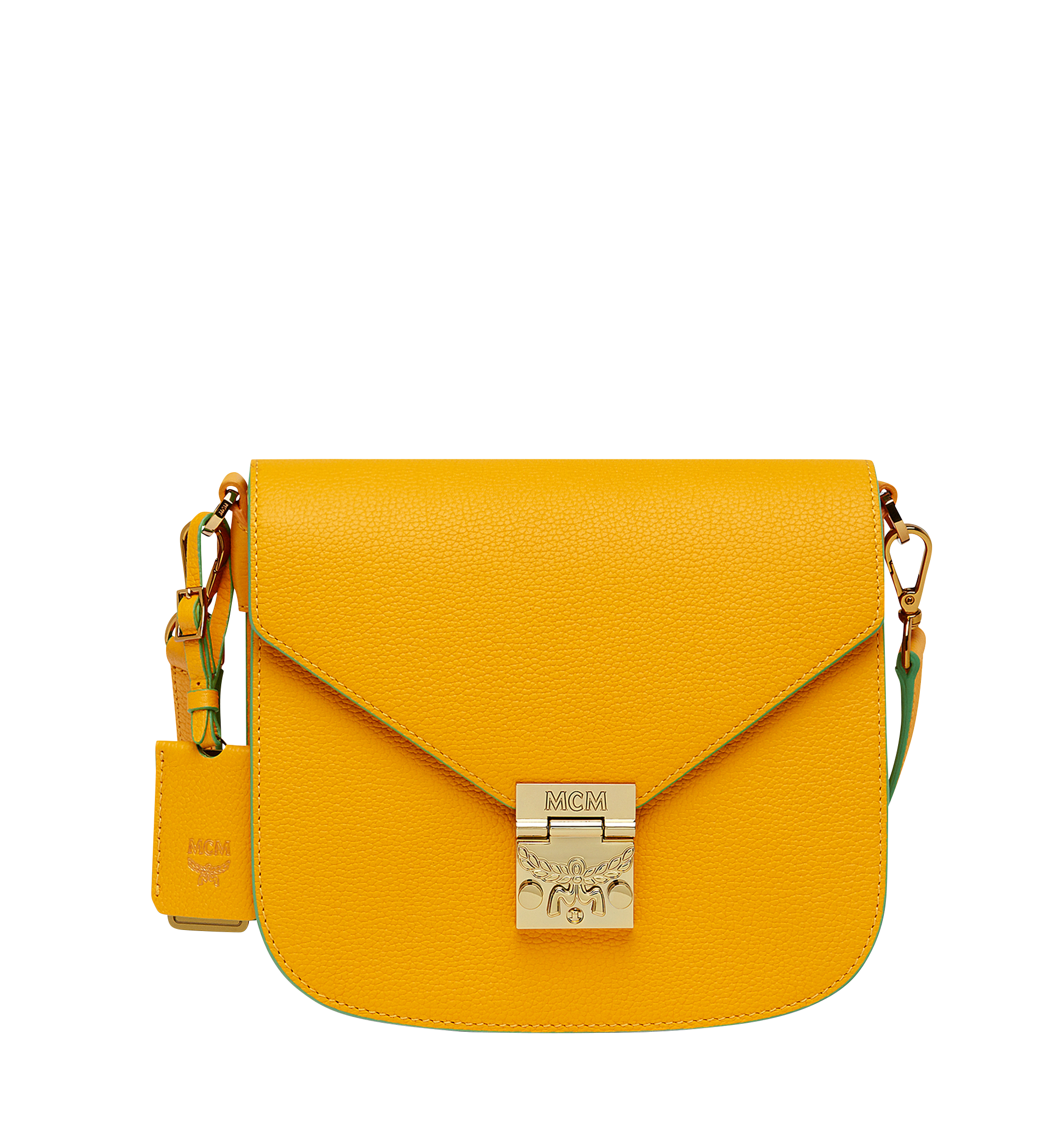 MCM Tracy Shoulder Bag in Grained Leather Yellow MWS8SPA25YX001 Alternate View 1