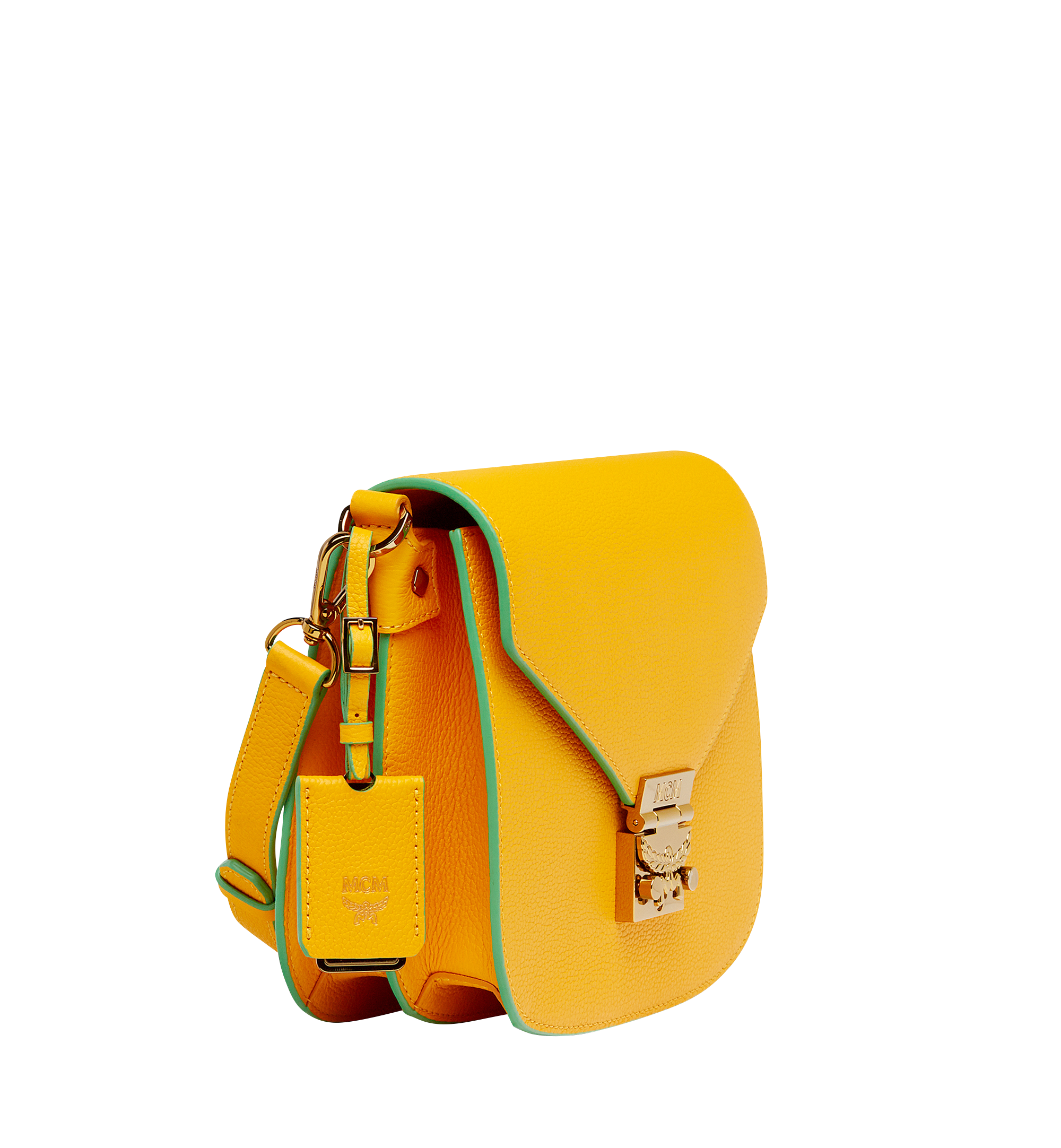 MCM Tracy Shoulder Bag in Grained Leather Yellow MWS8SPA25YX001 Alternate View 1