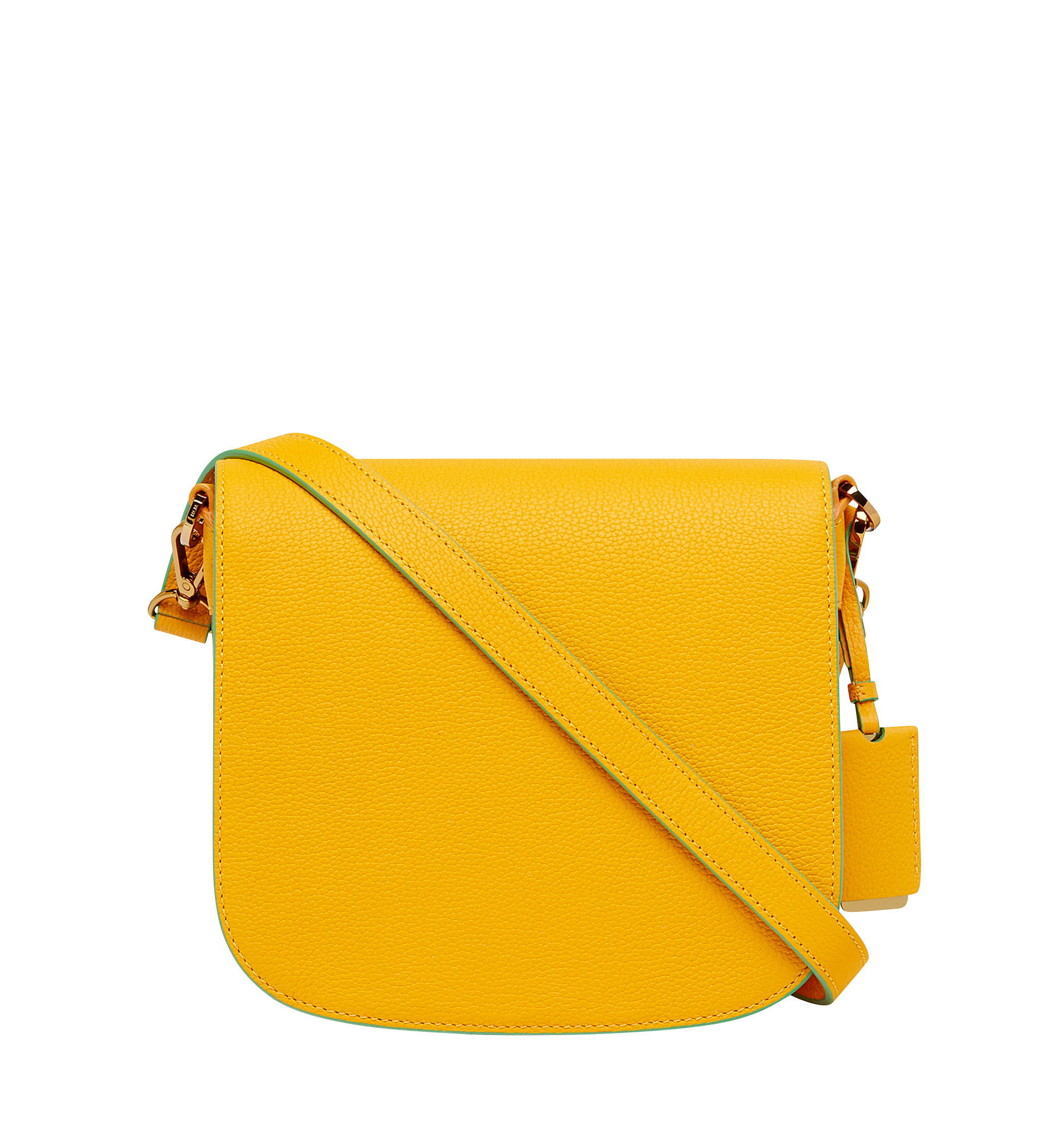 MCM Tracy Shoulder Bag in Grained Leather Yellow MWS8SPA25YX001 Alternate View 3