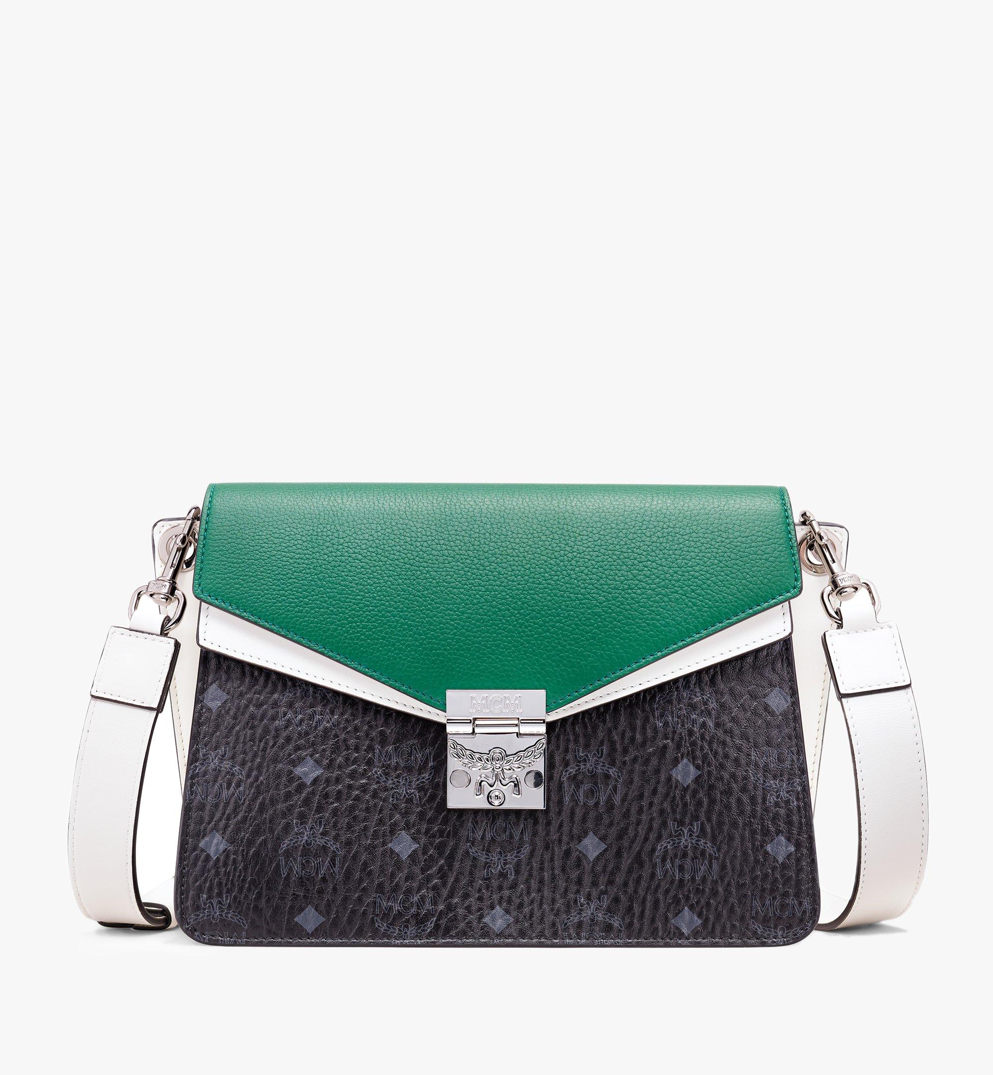 Medium Mezzanin Shoulder Bag in Colorblock Visetos Green | MCM ®US