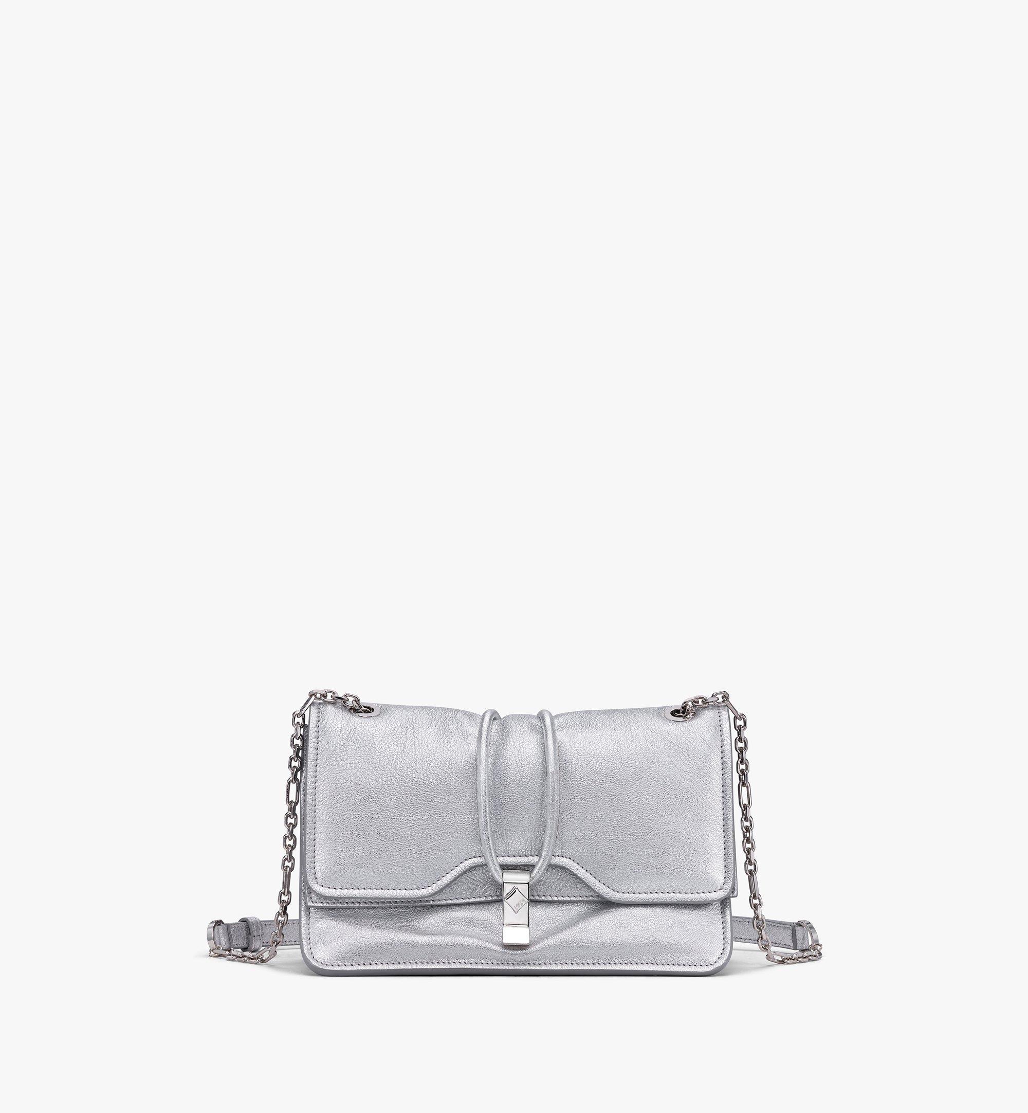 Small Candy Shoulder Bag in Metallic Goat Leather Disco Silver | MCM® US