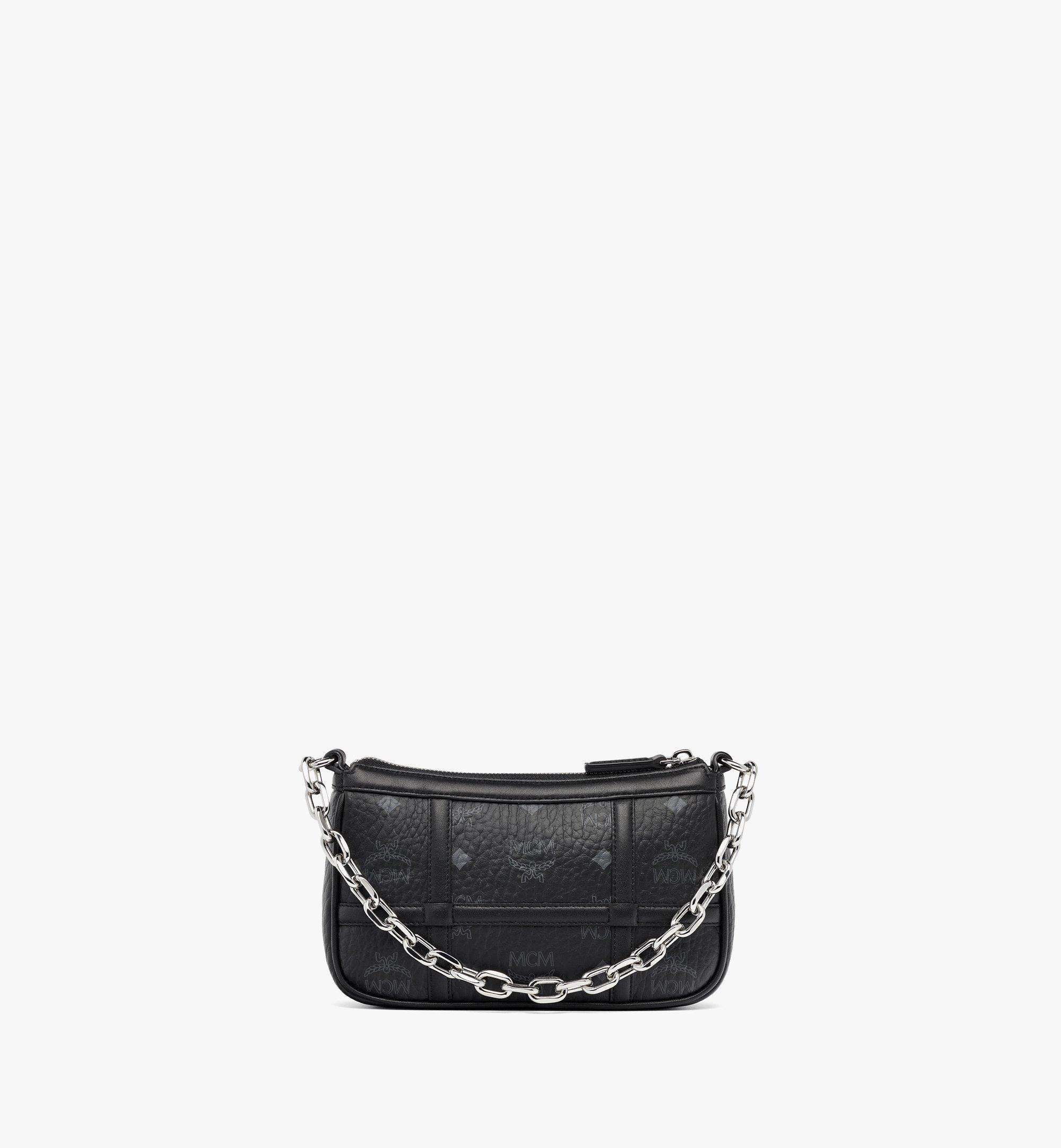 MCM black shoulder bag ทรงแข็งสวยมาก ขอบมุม สาย ภายในสวย อะไหล่ทอ