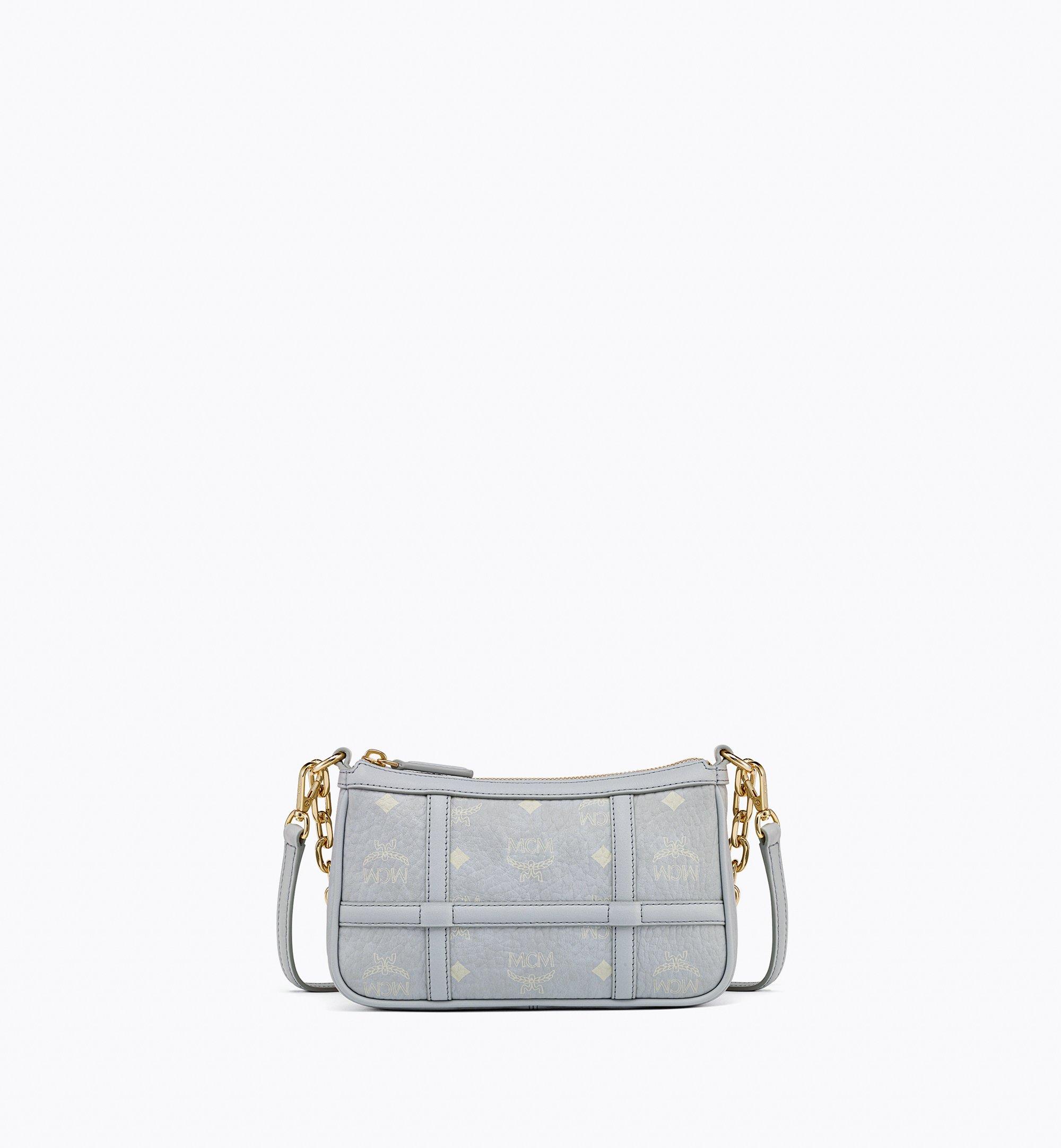 Mcm Aren Shoulder Bag In Visetos In Misty Gray Visetos