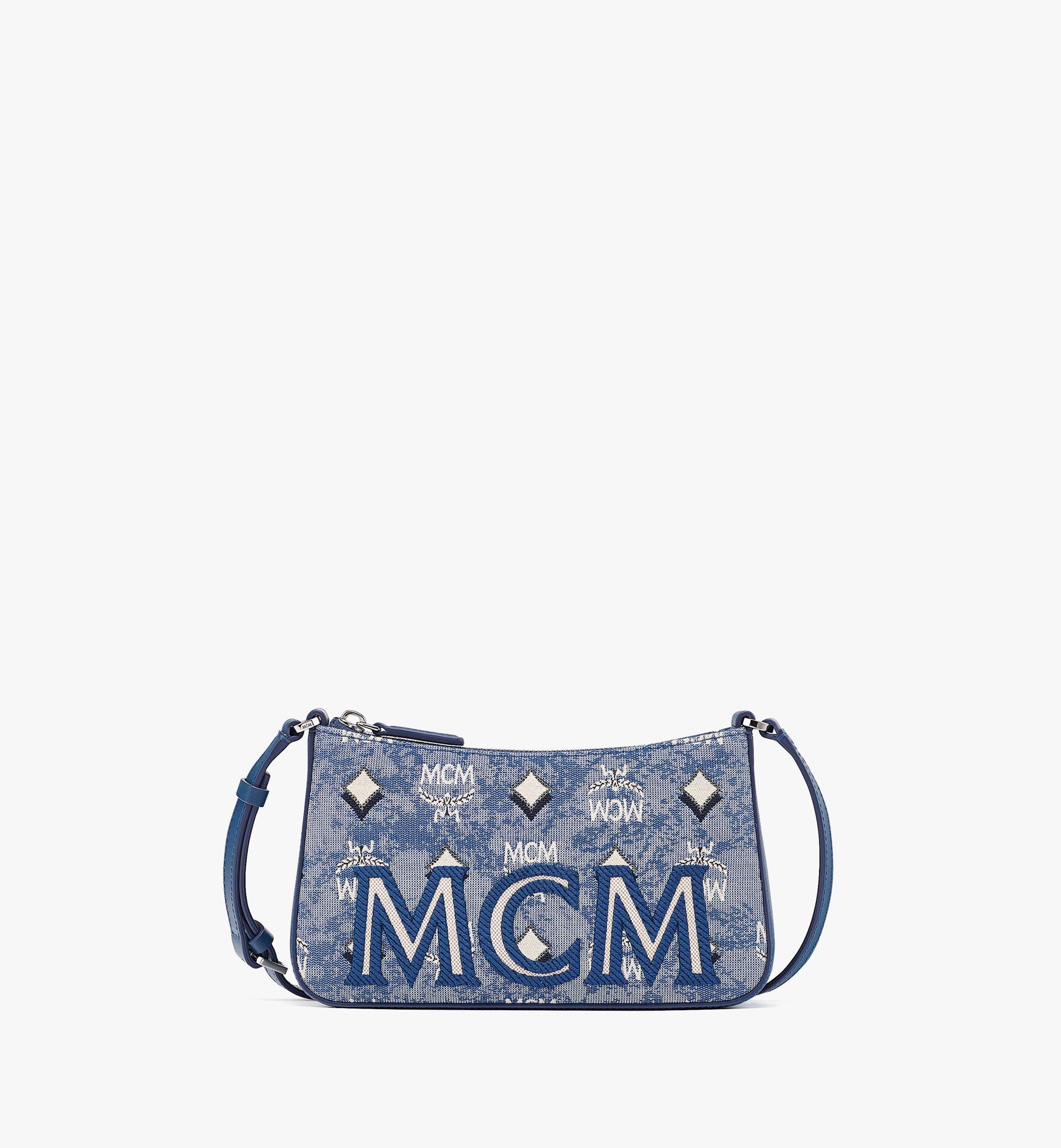 MCM Aren Shoulder Bag in Vintage Monogram Jacquard Blue MWSBATQ01LU001 Alternate View 1
