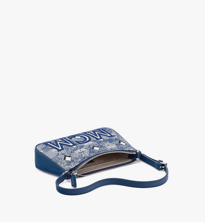 MCM Vintage Jacquard Monogram Aren Traveler Weekender Duffle Bag Blue  1310906