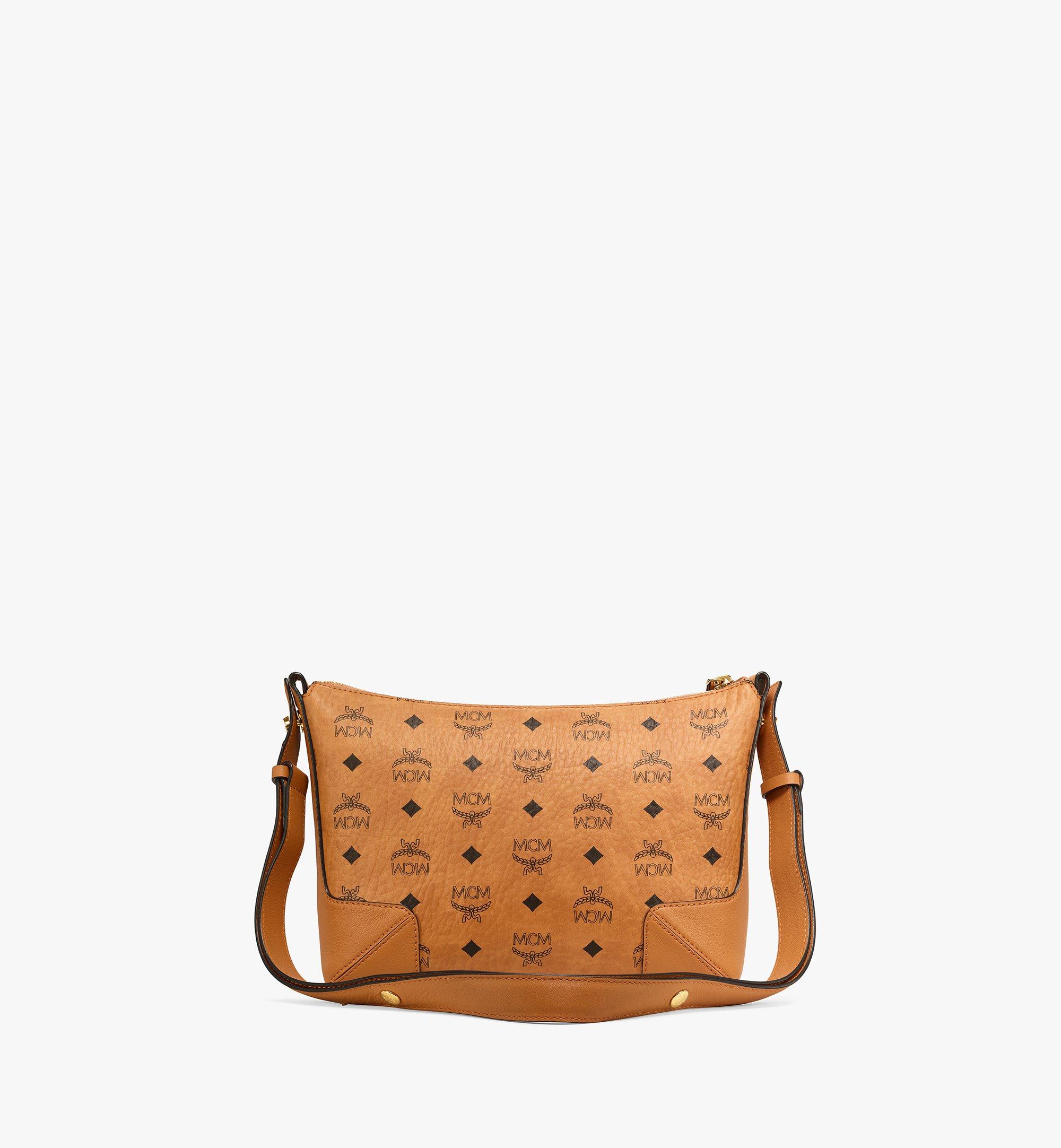 Mcm Medium Aren Coated Canvas Crossbody Bag in Cognac