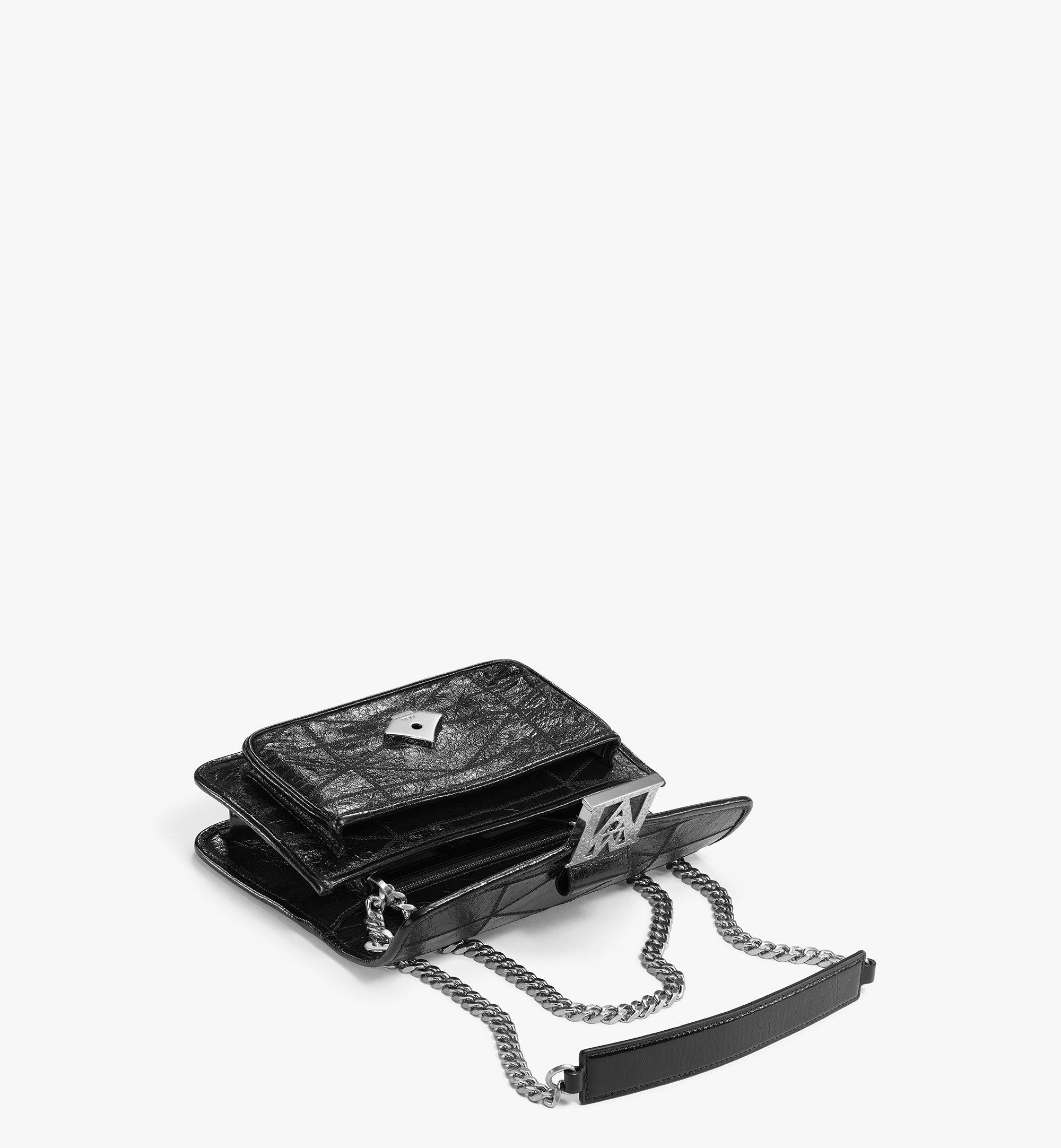 Small Travia Quilted Shoulder Bag in Crushed Leather Black MCM ®HK