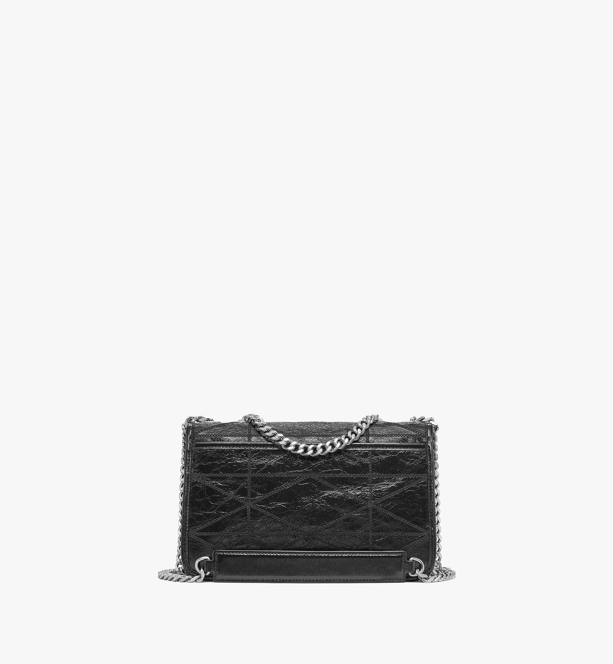 MCM Travia Quilted Shoulder Bag in Crushed Leather Black MWSBSLM06BK001 Alternate View 3