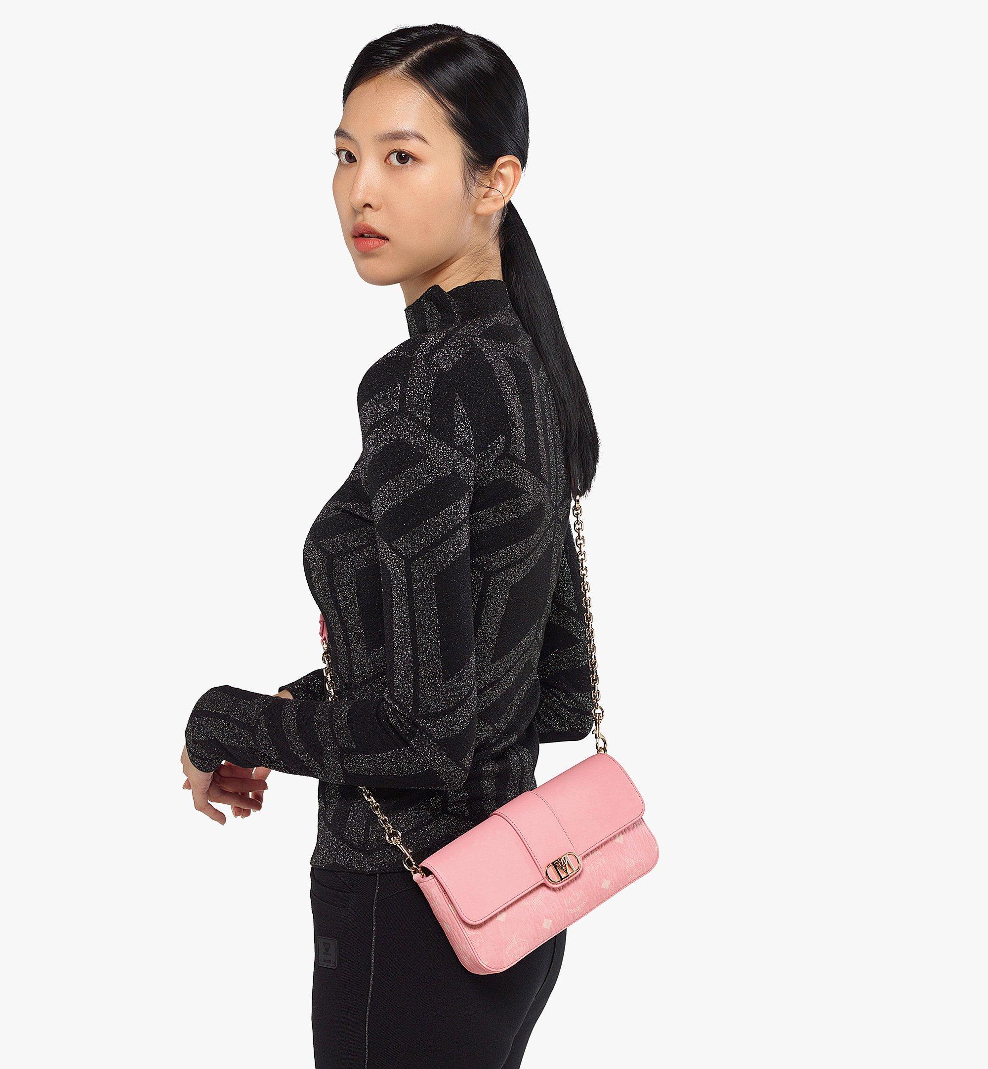 MCM Mode Travia Shoulder Bag in Visetos Leather Mix Pink MWSCALD03QZ001 Alternate View 4