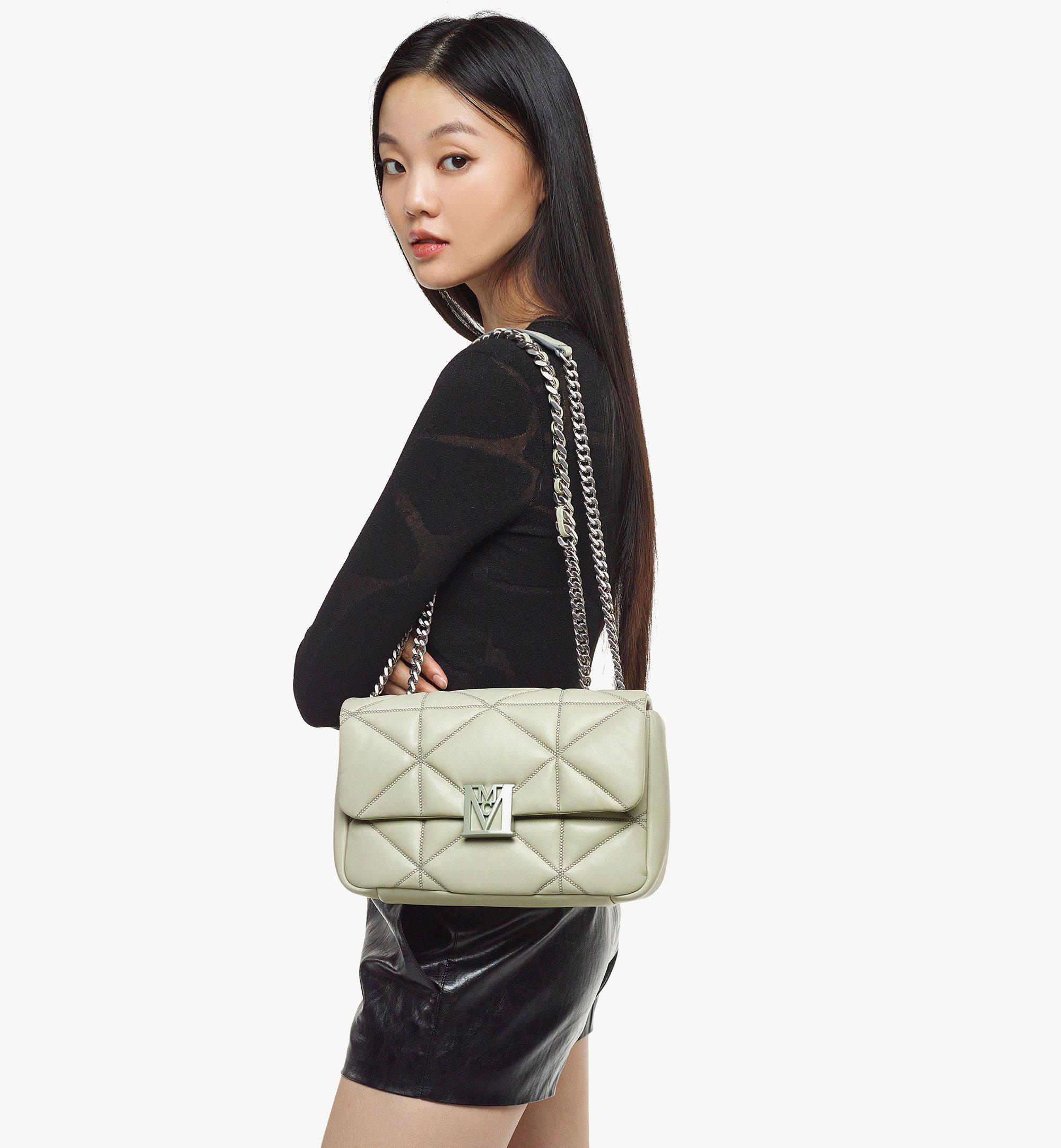 MCM Travia Shoulder Bag in Cloud Quilted Leather Green MWSCALM03J3001 Alternate View 2