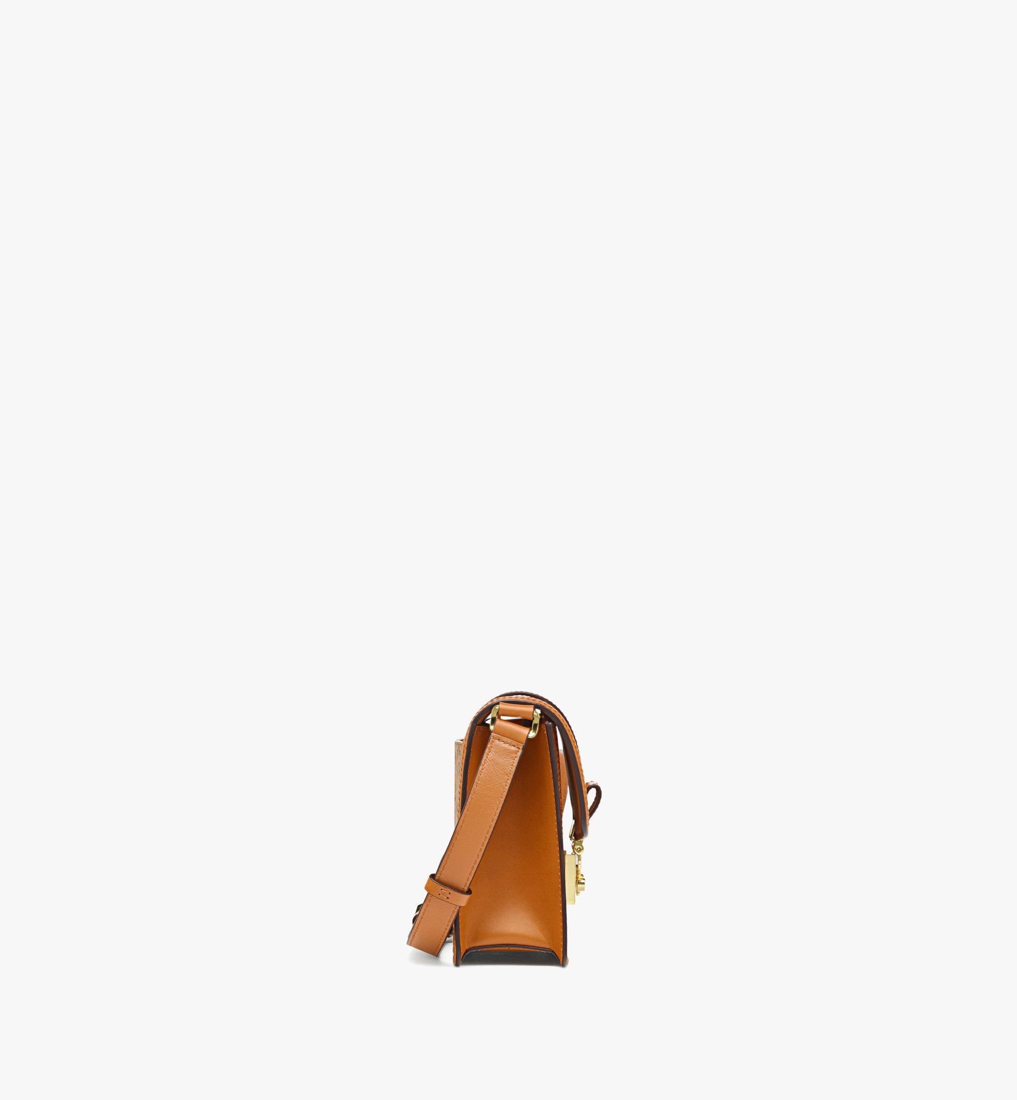 MCM Cognac Visetos Canvas Monogram Mini Kelly Style Bag For Sale at 1stDibs