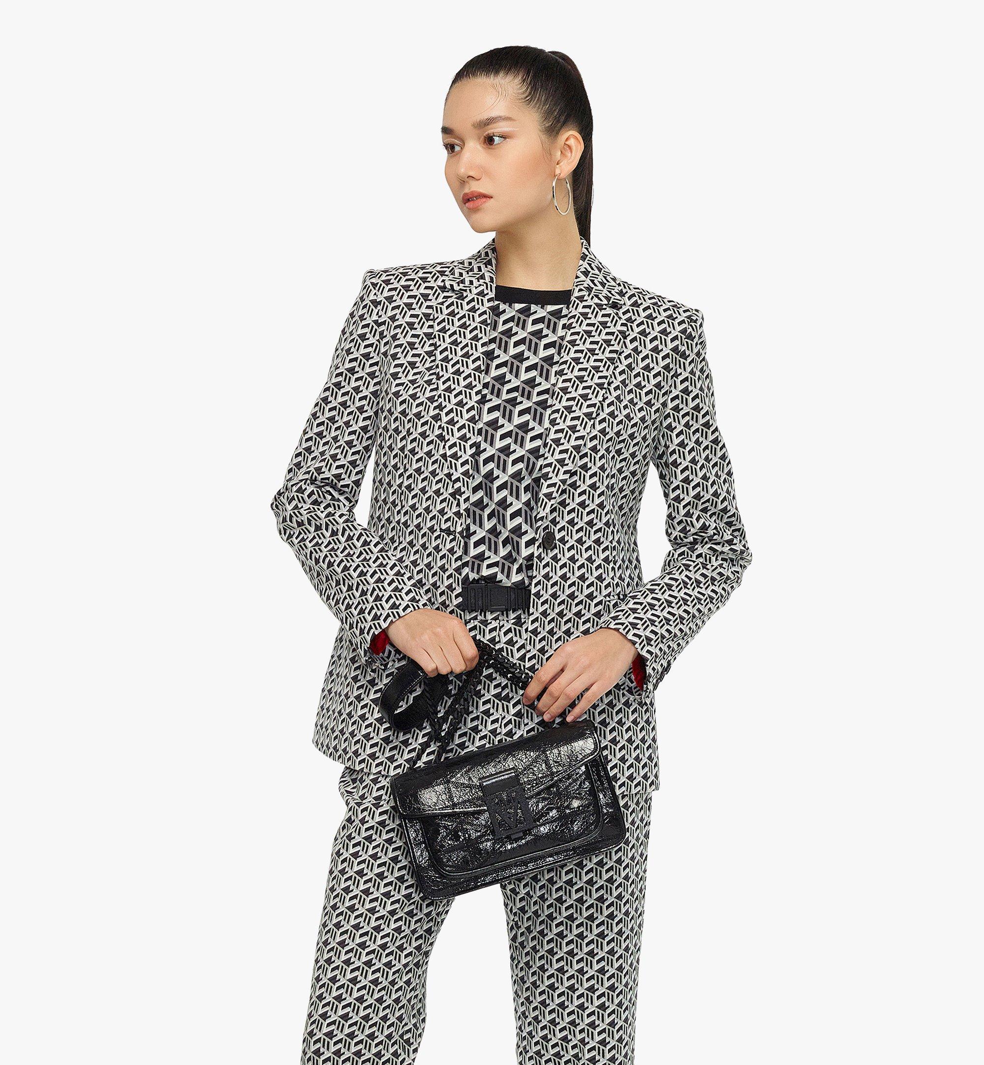 MCM Travia Quilted Shoulder Bag in Crushed Leather Black MWSCSLM03BK001 Alternate View 2
