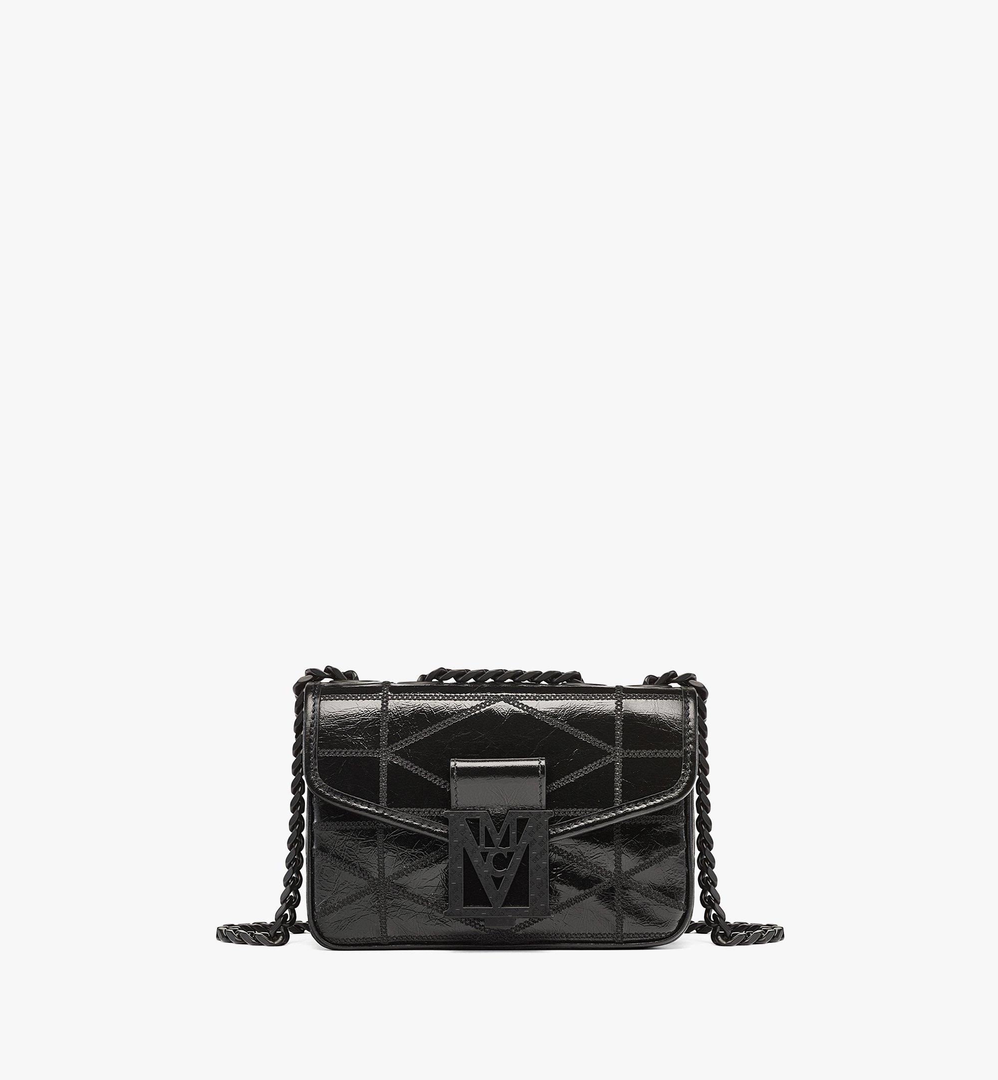 Mini Travia Quilted Shoulder Bag in Crushed Leather Black MCM US