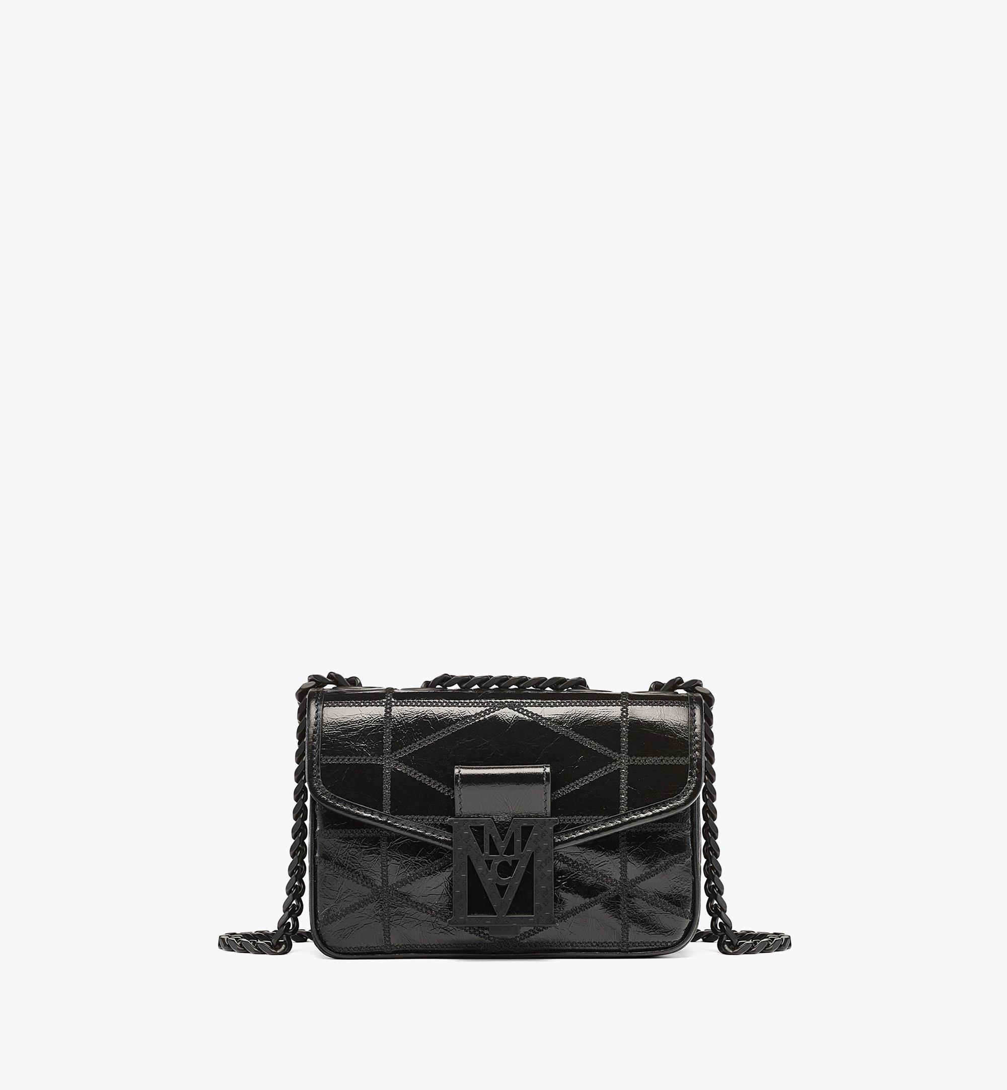MCM Travia Quilted Shoulder Bag in Crushed Leather Black MWSCSLM04BK001 Alternate View 1