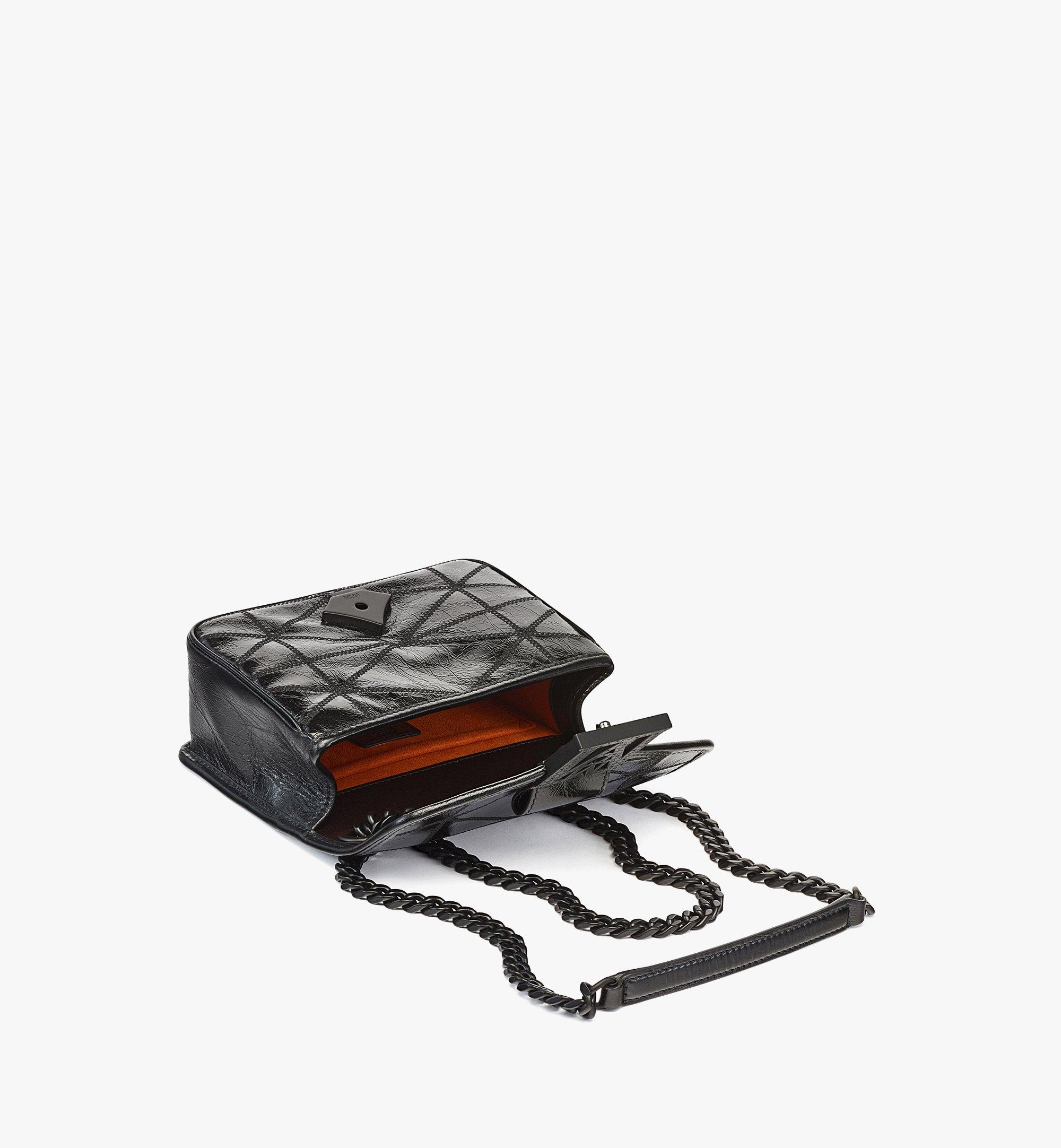 Mini Travia Quilted Shoulder Bag in Crushed Leather Black MCM ®US