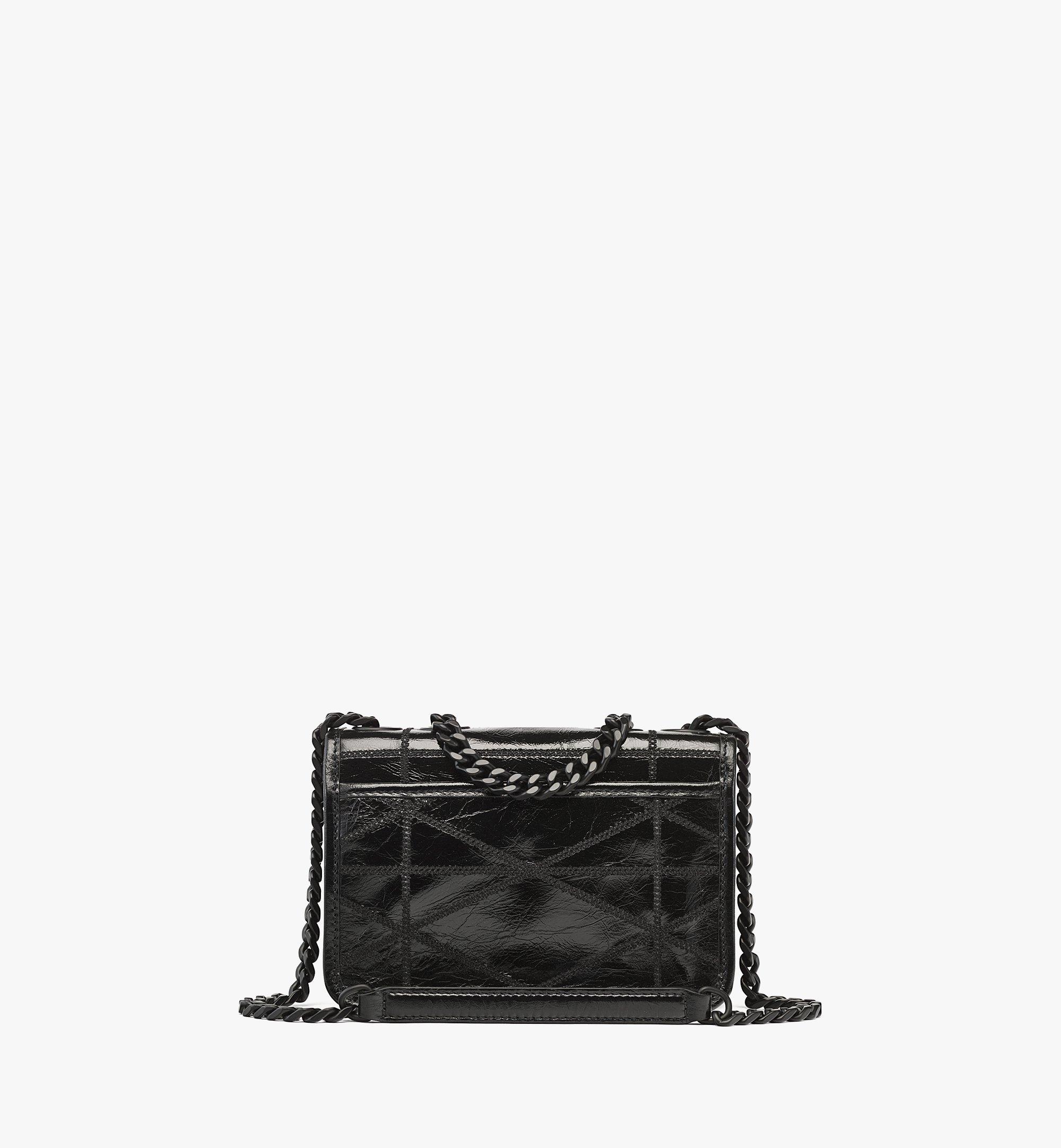 Mcm Travia Quilted Shoulder Bag in Crushed Leather Black Leather