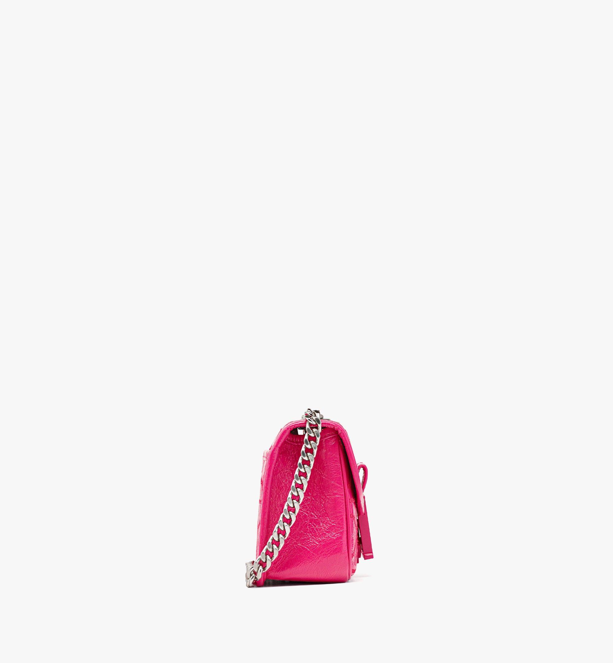 Mini Travia Quilted Shoulder Bag in Crushed Leather Pink MCM ®MY