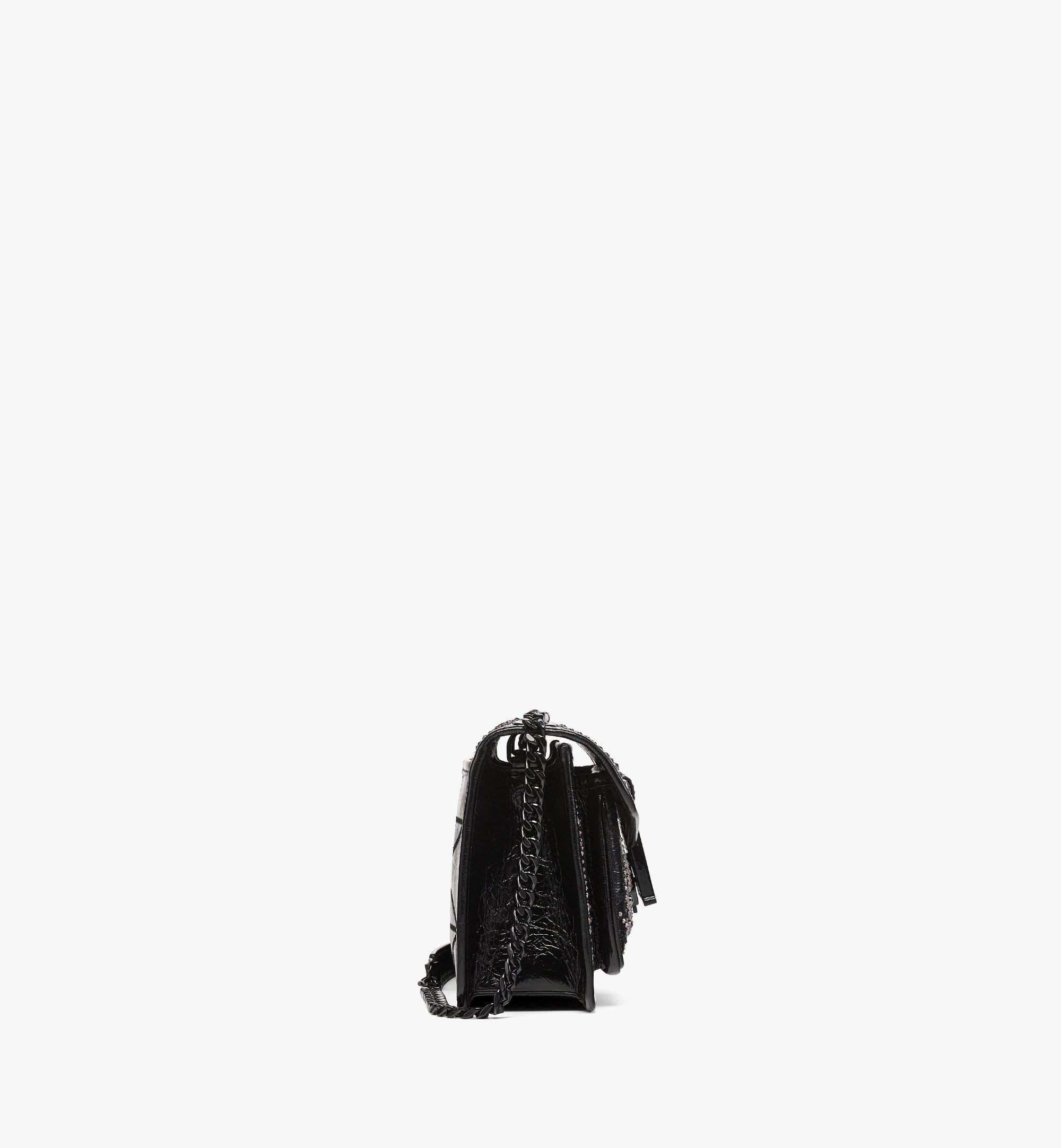 MCM Travia Studded Shoulder Bag in Crushed Leather Black MWSDALM01BK001 Alternate View 1