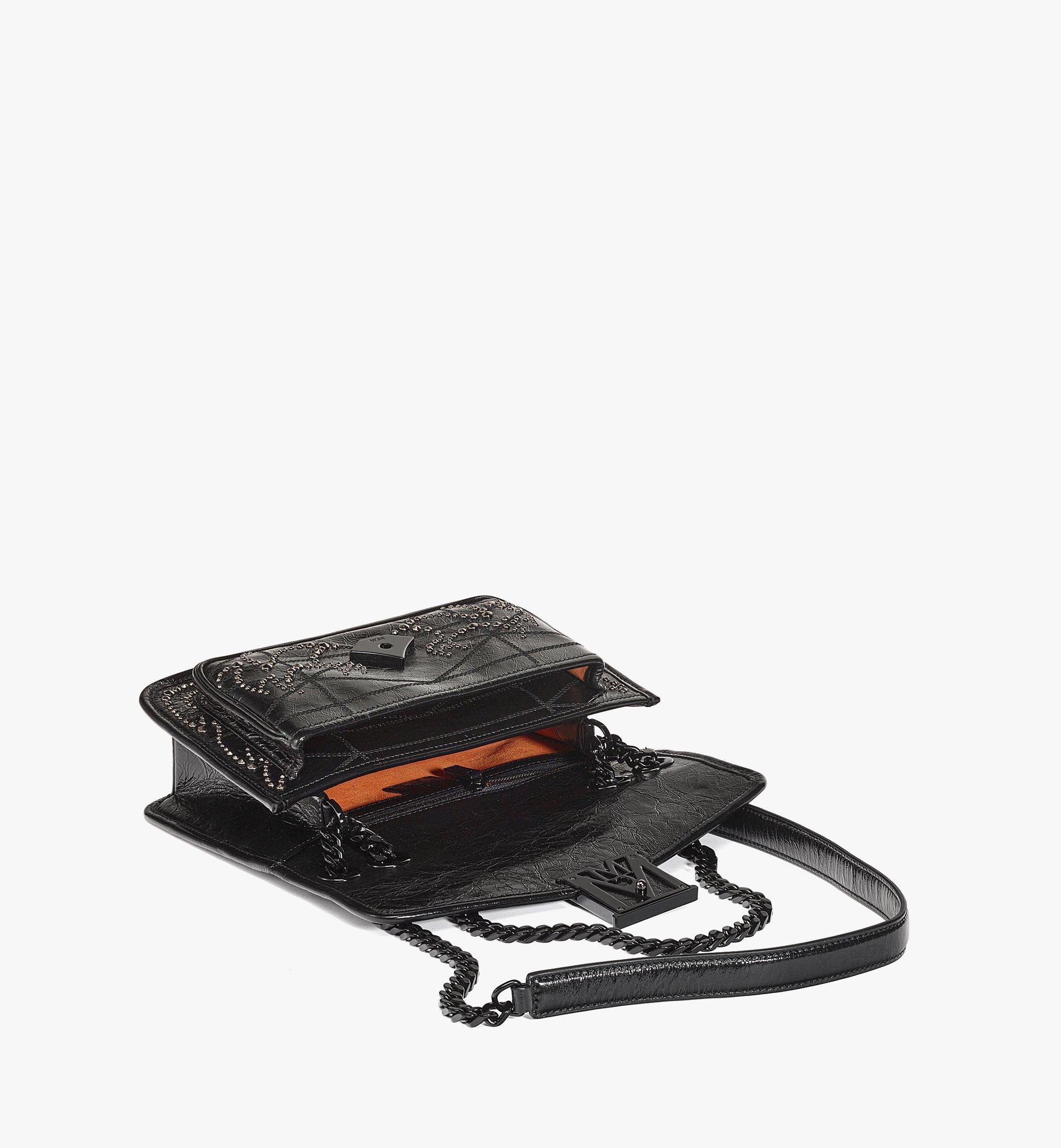 MCM Travia Studded Shoulder Bag in Crushed Leather Black MWSDALM01BK001 Alternate View 2