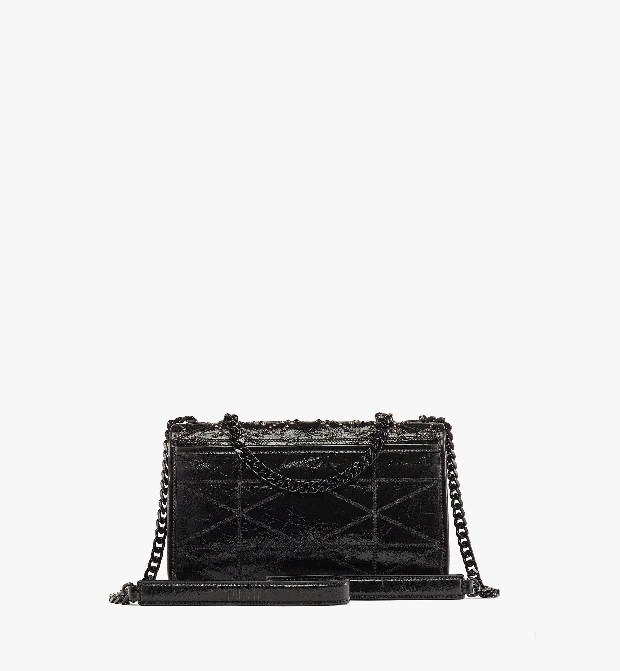 MCM Travia Studded Shoulder Bag in Crushed Leather Black MWSDALM01BK001 Alternate View 3