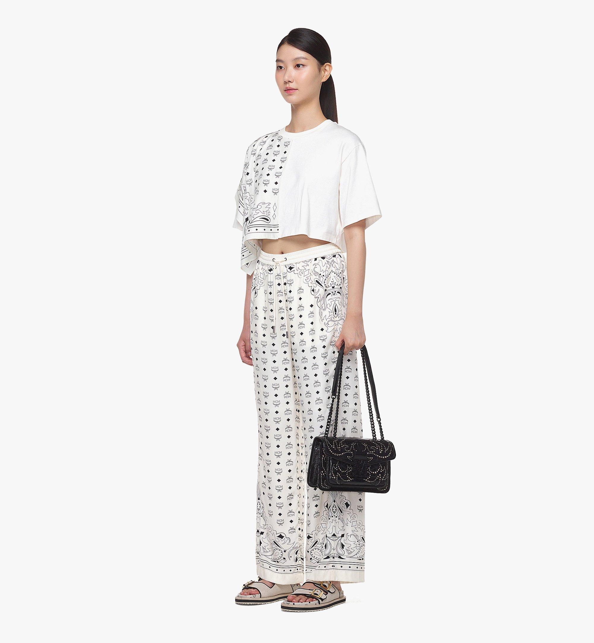 MCM Monogram Printed Chain-linked Shoulder Bag in Black