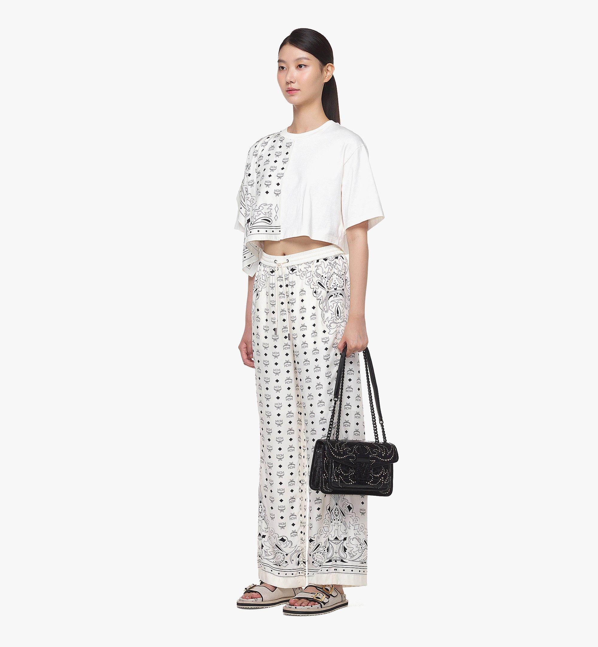 MCM Travia Studded Shoulder Bag in Crushed Leather Black MWSDALM01BK001 Alternate View 4
