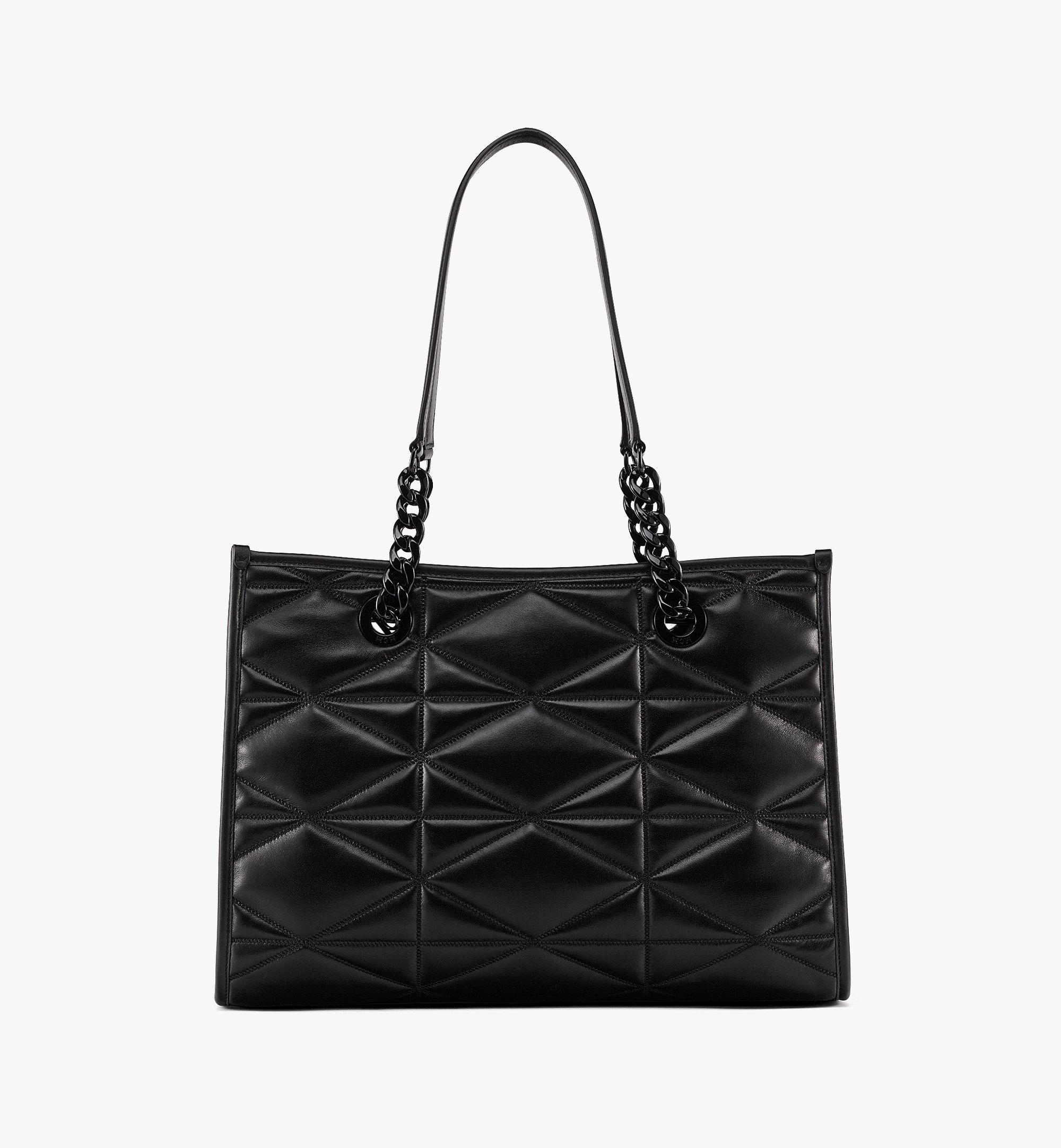 MCM Travia Shoulder Bag in Cloud Quilted Leather Black LEATHER