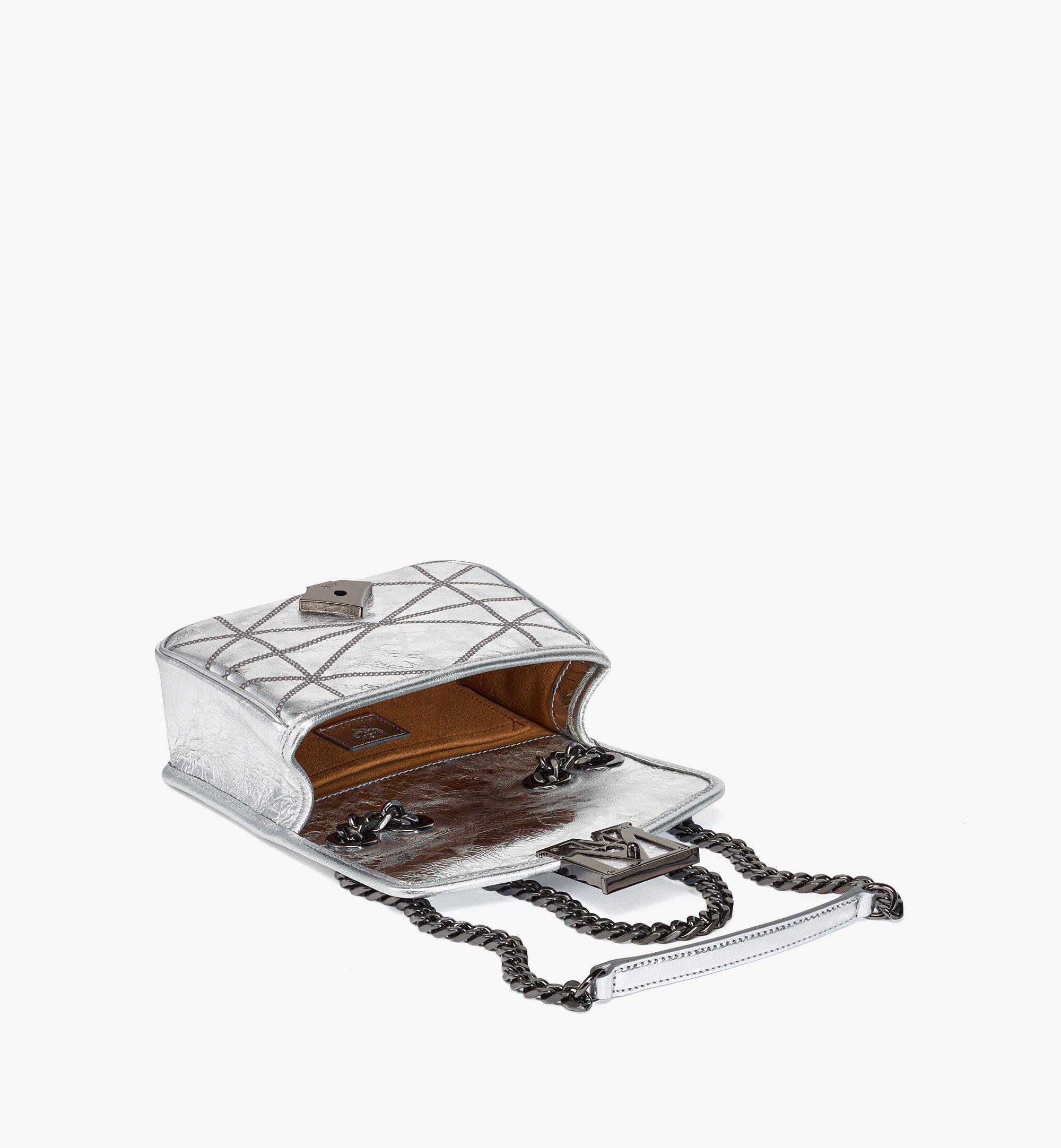 MCM Travia Quilted Shoulder Bag in Crash Calf Leather Silver MWSDSLM02SA001 Alternate View 2