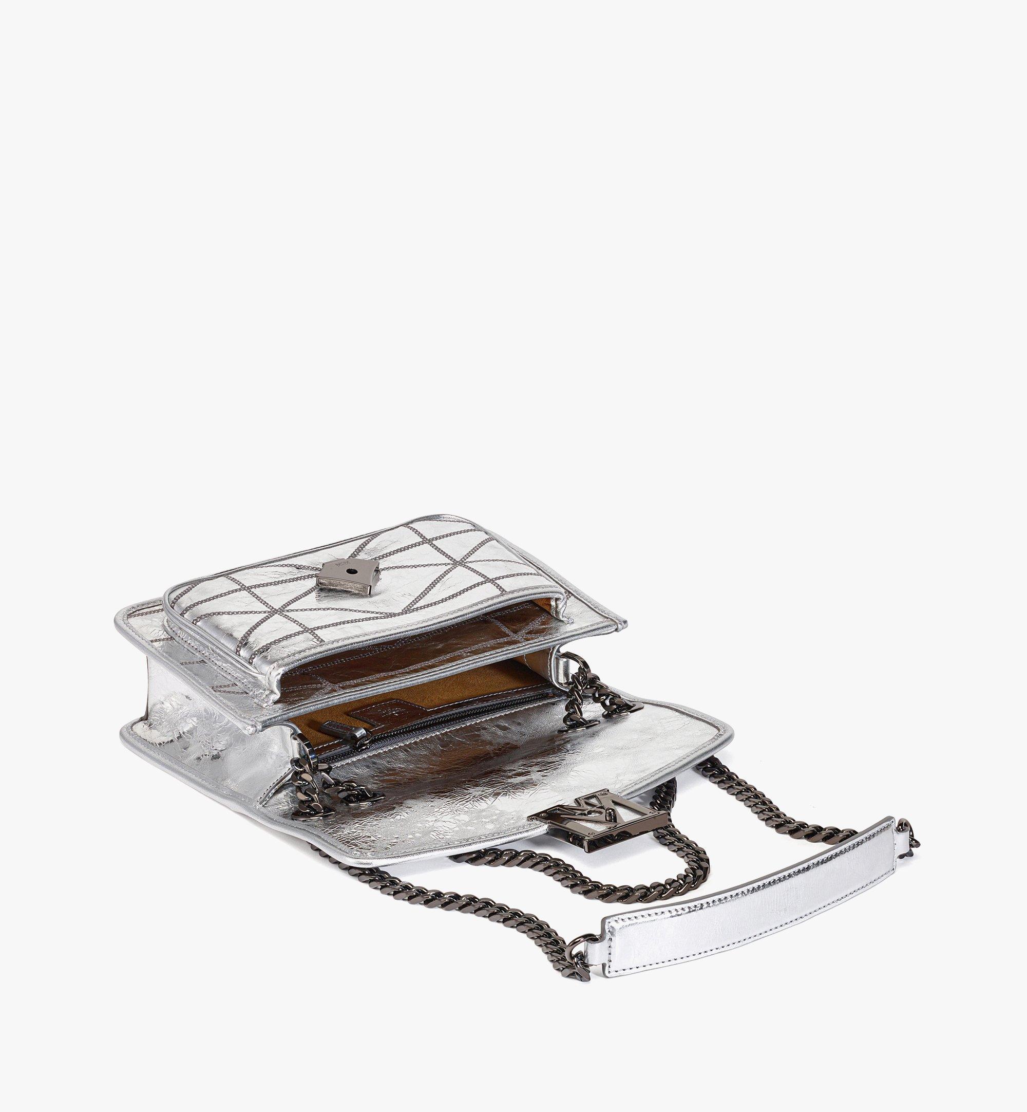 MCM Travia Quilted Shoulder Bag in Crash Calf Leather Silver MWSDSLM03SA001 Alternate View 2