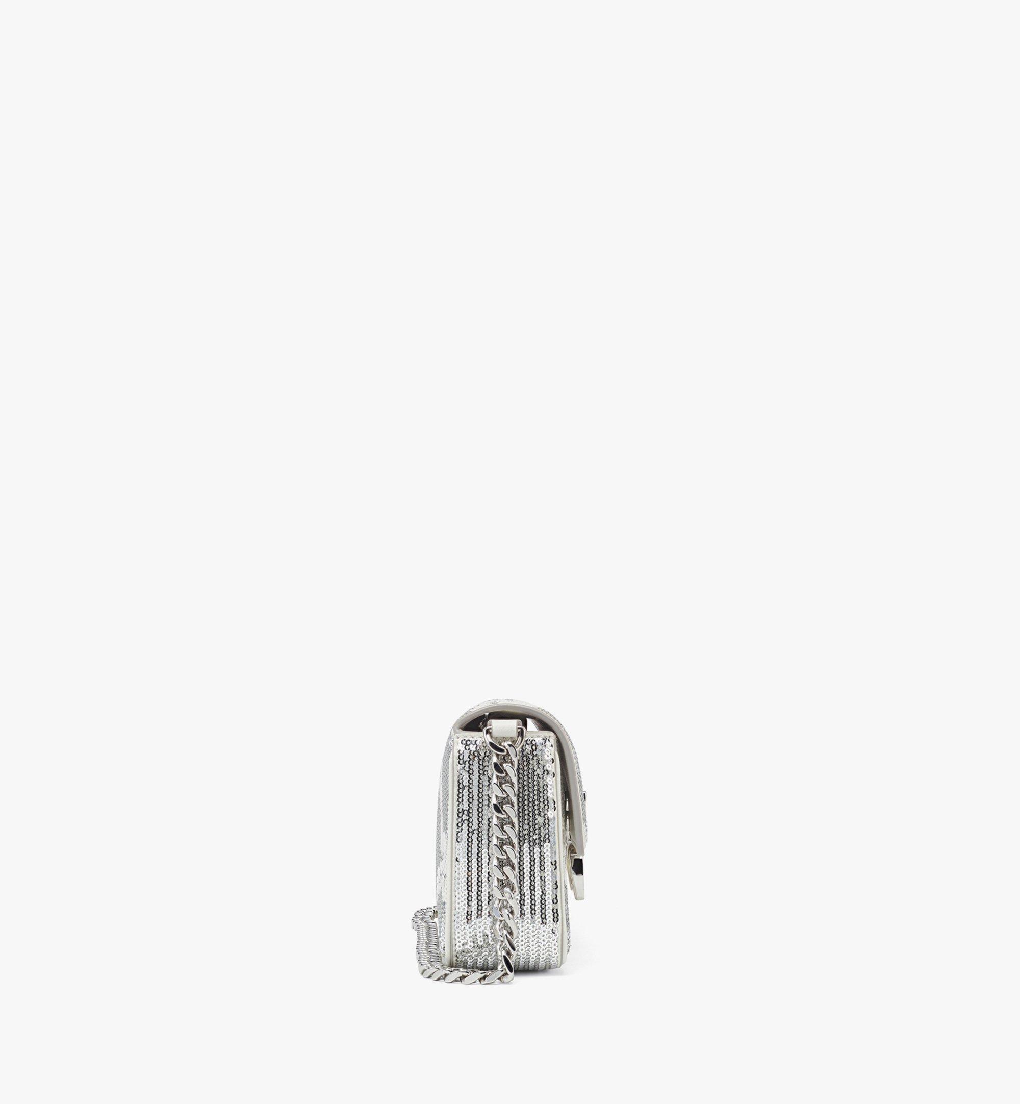 MCM Sac porté épaule Himmel en cuir monogrammé à sequins Silver MWSEAAC01SV001 Plus de photos 1