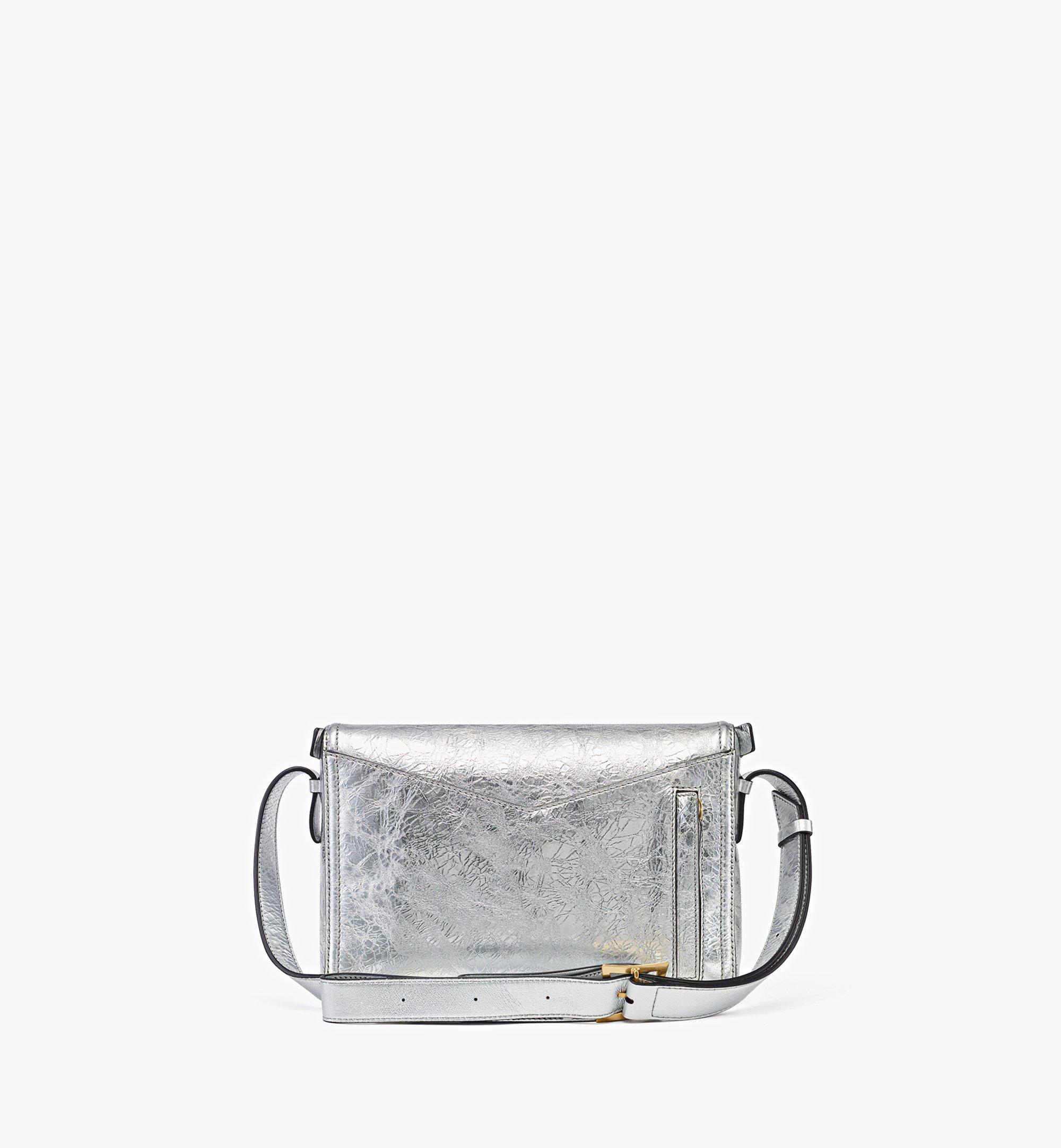 Small Diamant 3D Shoulder Bag in Metallic Calf Leather Silver