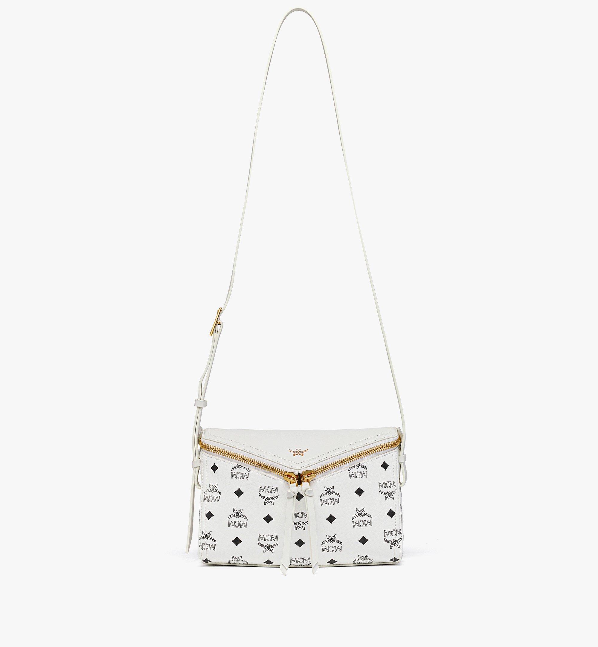 MCM Diamant 3D Shoulder Bag in Visetos Leather Mix White MWSEAAK04WT001 Alternate View 5