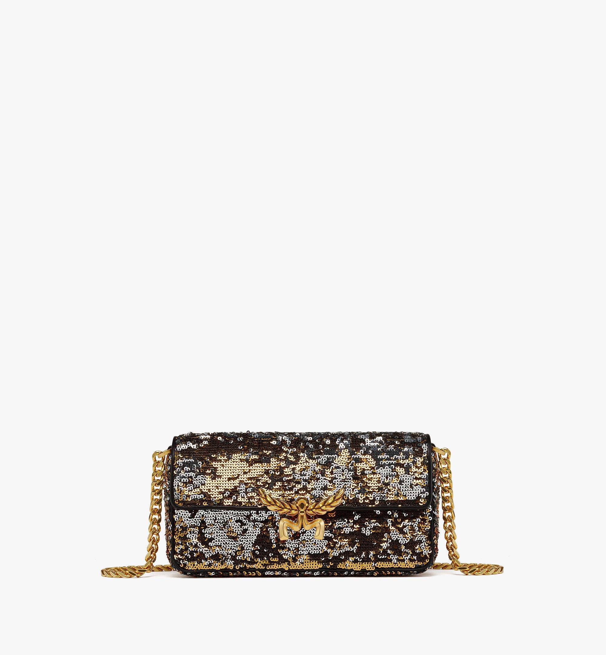 Small Himmel Sequin Shoulder Bag Gold MCM US