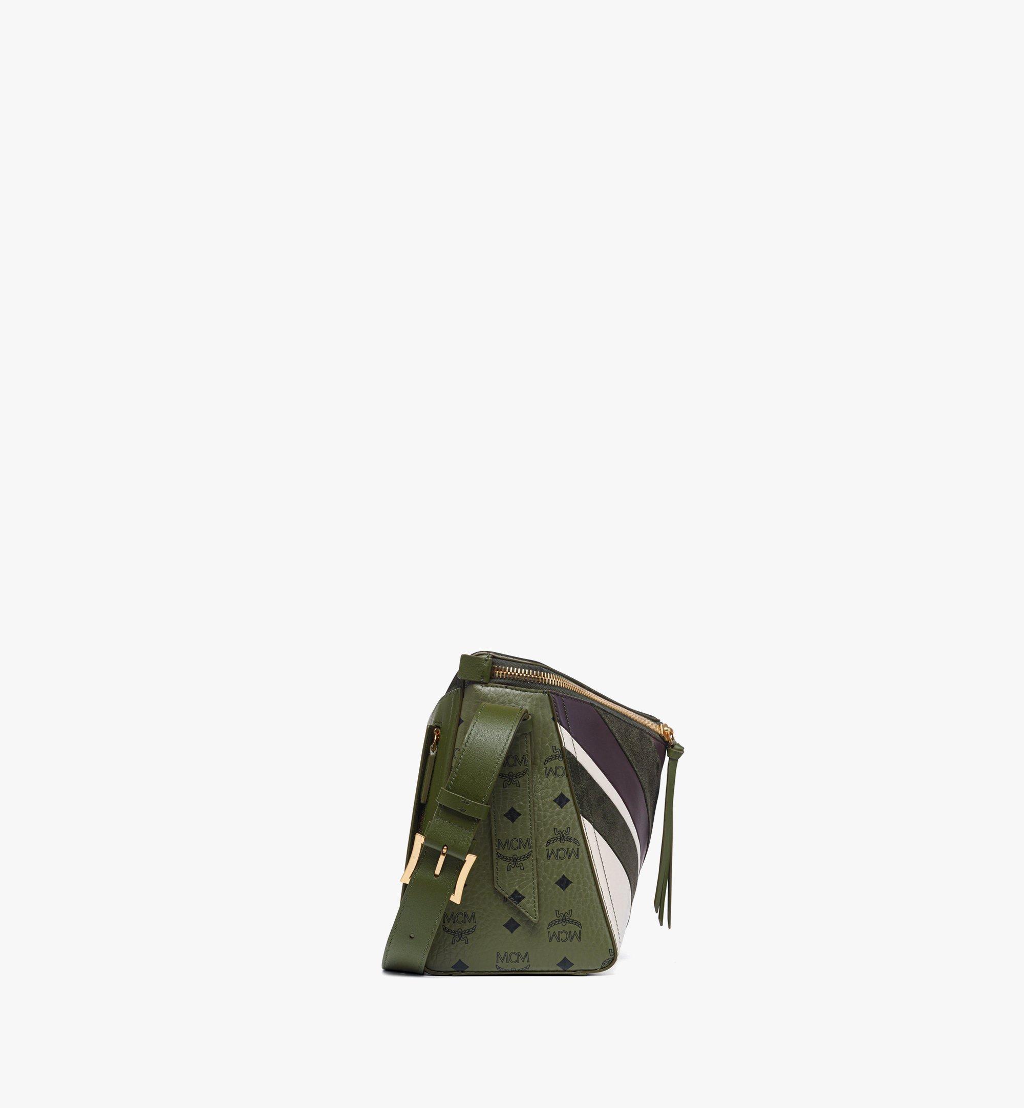 MCM Diamant 3D Shoulder Bag in Mega Herringbone Suede Green MWSFAAK01K9001 Alternate View 2