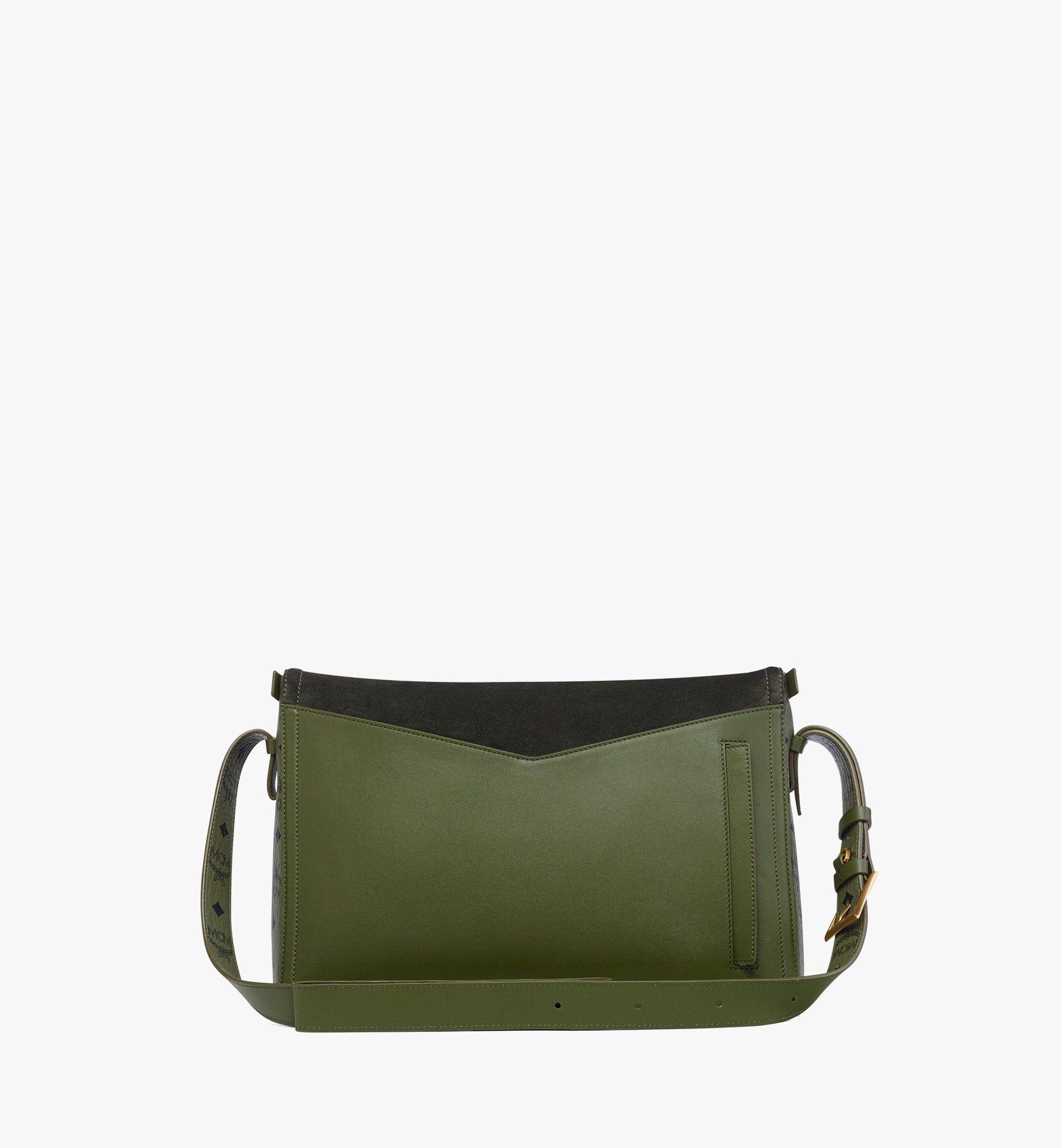 MCM Diamant 3D Shoulder Bag in Mega Herringbone Suede Green MWSFAAK01K9001 Alternate View 3