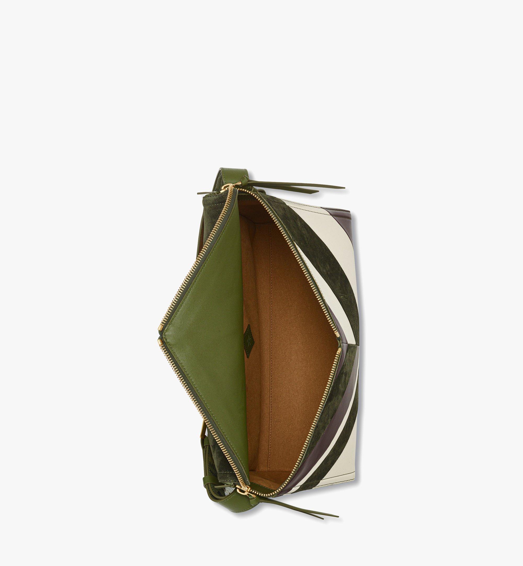 MCM Diamant 3D Shoulder Bag in Mega Herringbone Suede Green MWSFAAK01K9001 Alternate View 4