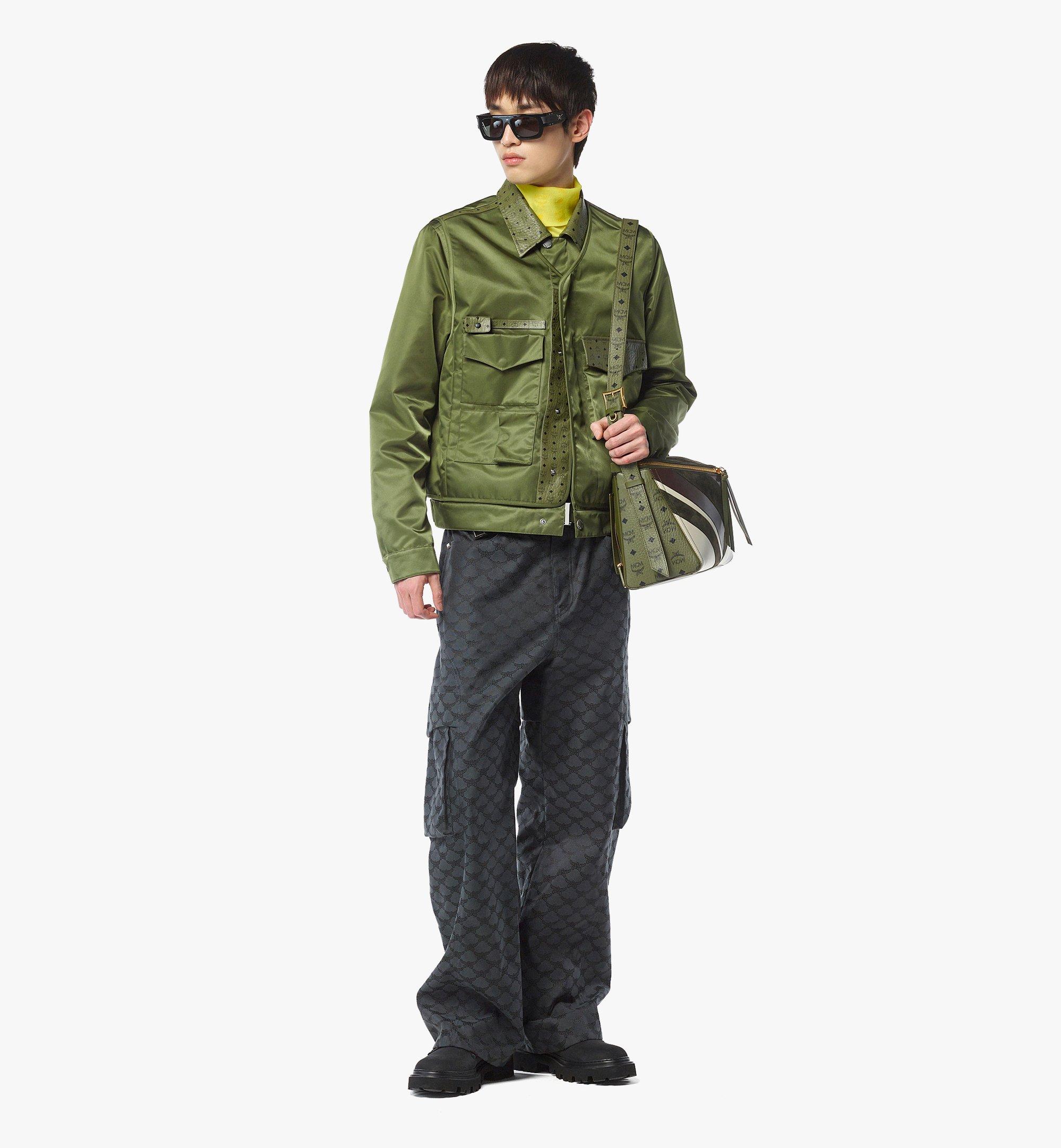 MCM Diamant 3D Shoulder Bag in Mega Herringbone Suede Green MWSFAAK01K9001 Alternate View 7