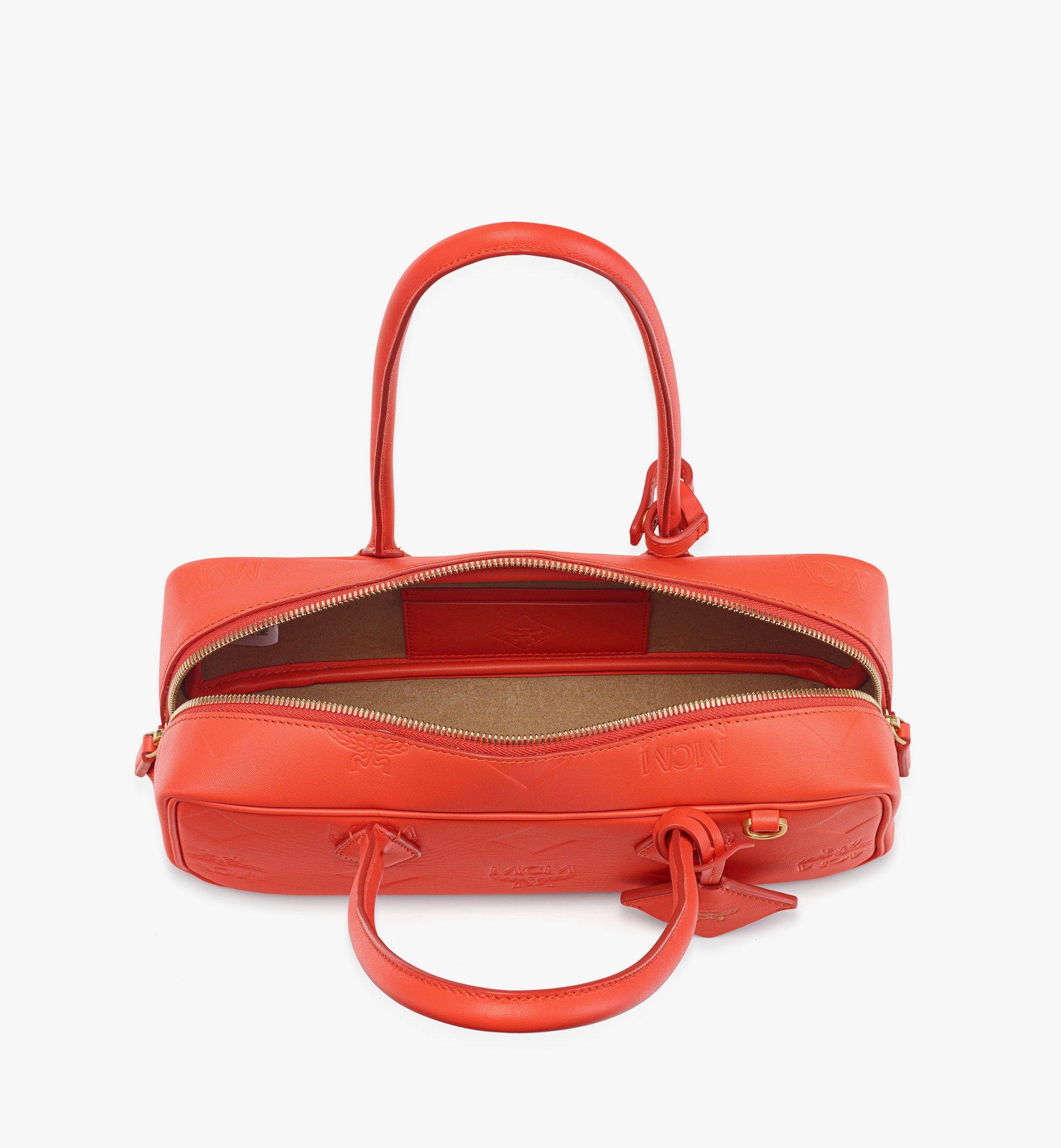 Small Aren East West Shoulder Bag in Maxi Monogram Leather Orange