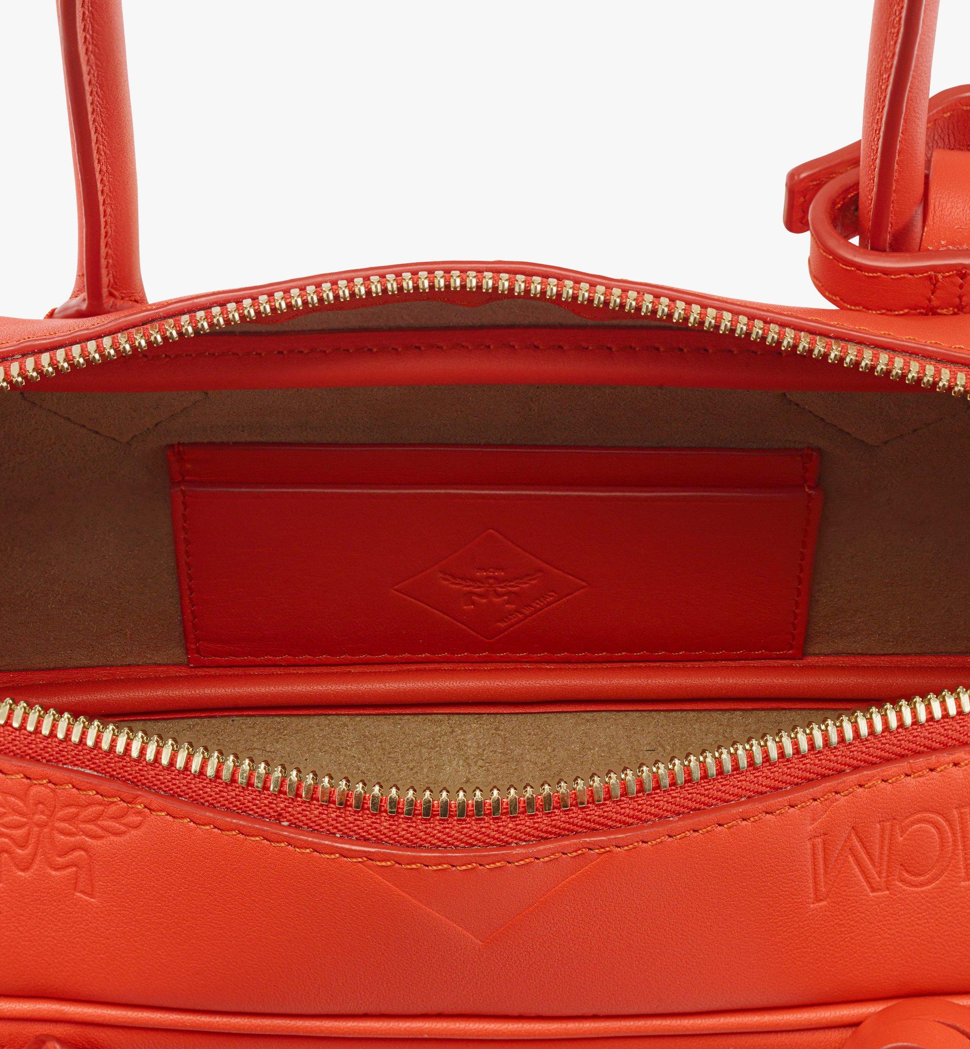 Small Aren East West Shoulder Bag in Maxi Monogram Leather Orange